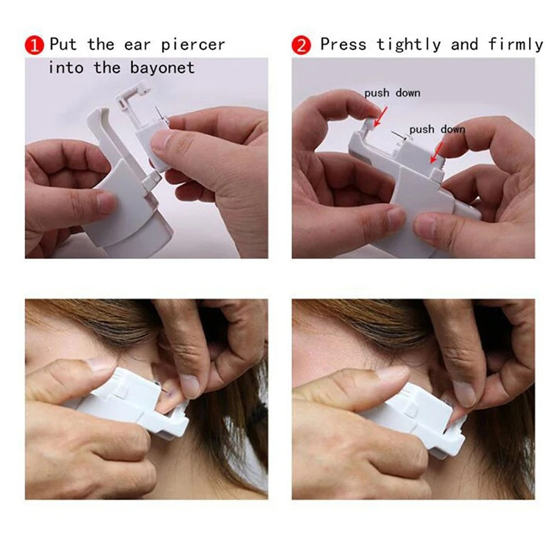 1pc Disposable Ear Piercing Gun Kit 4mm Stud Sterile Piercer Tool Set - NEW