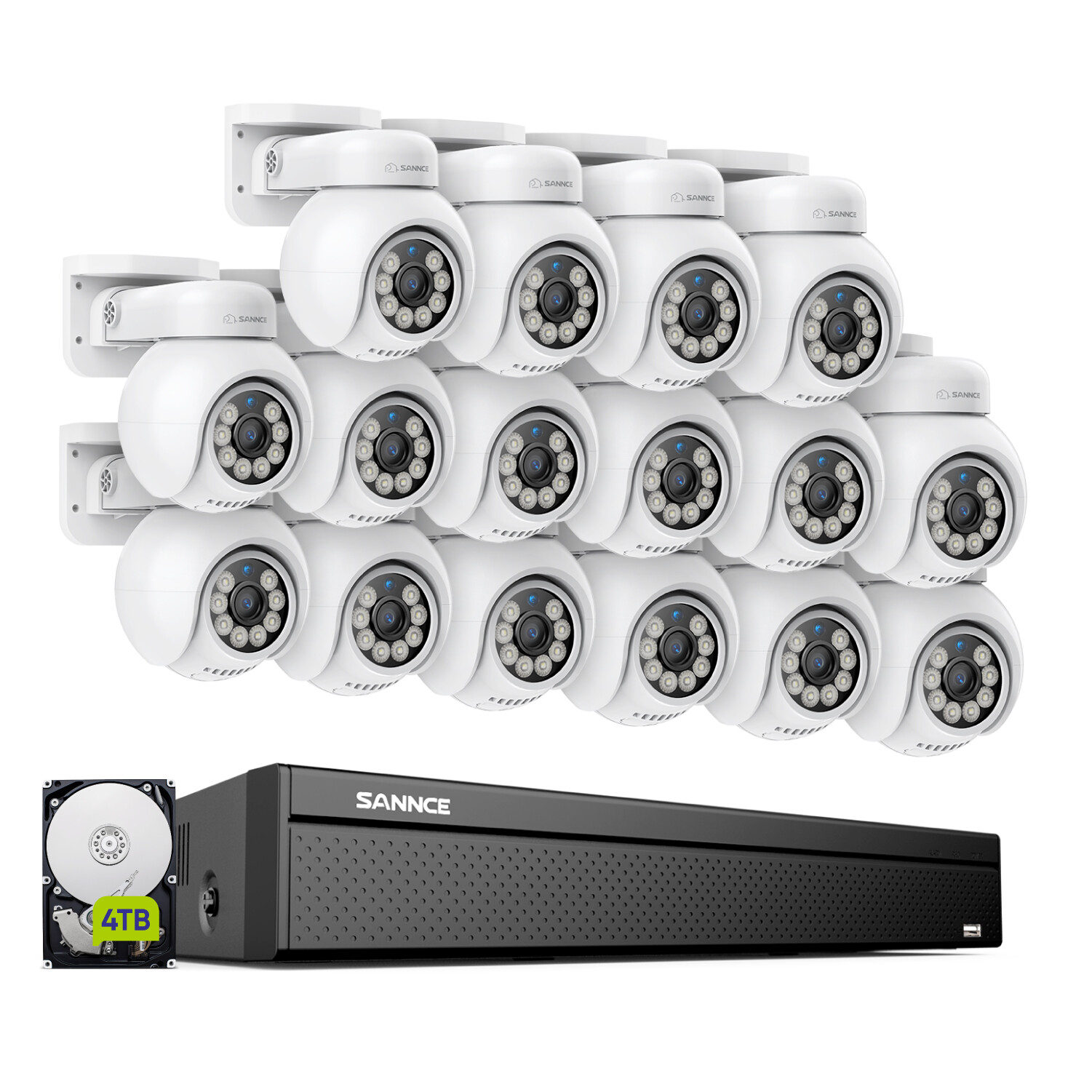 SANNCE 16CH NVR 4K POE Color Security Camera System Two Way Audio Auto Tracking