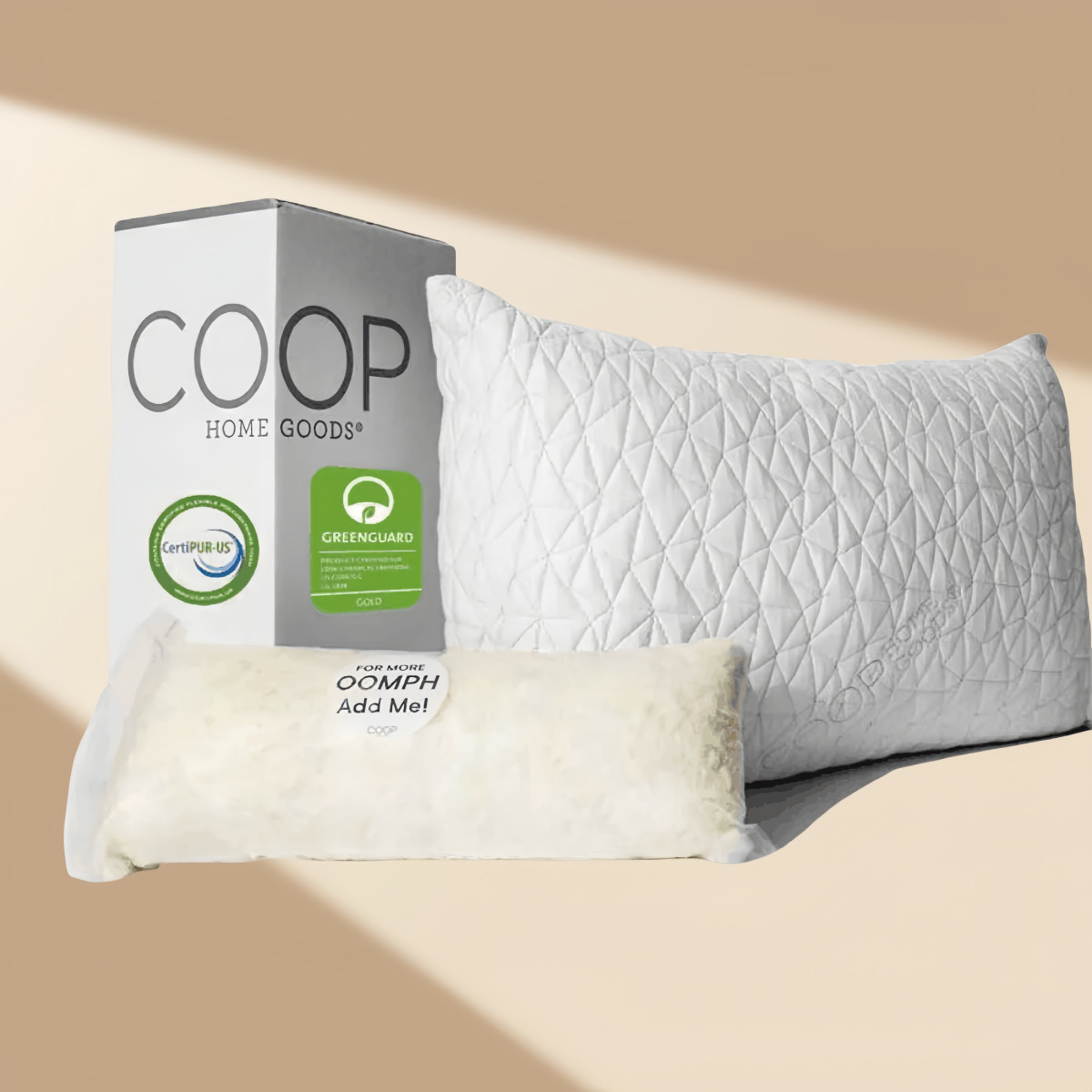 Coop Home Goods Memory Foam Pillow Adjustable Loft Pillow For Bed Sleeping Queen