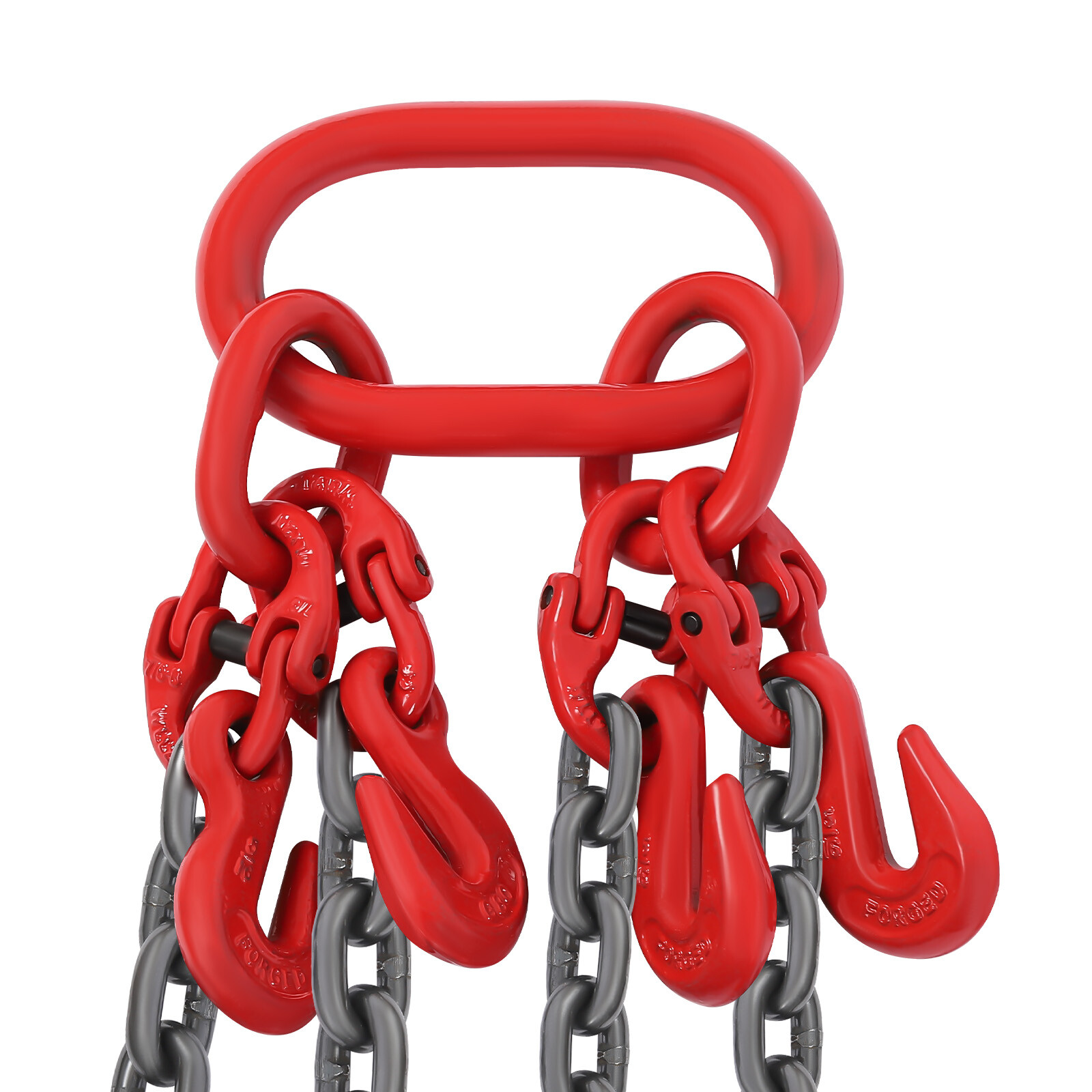 3/8 in x 10ft Chain Sling 4 Legs G80 Lifting Chain With Grab Hooks 22046.23lbs