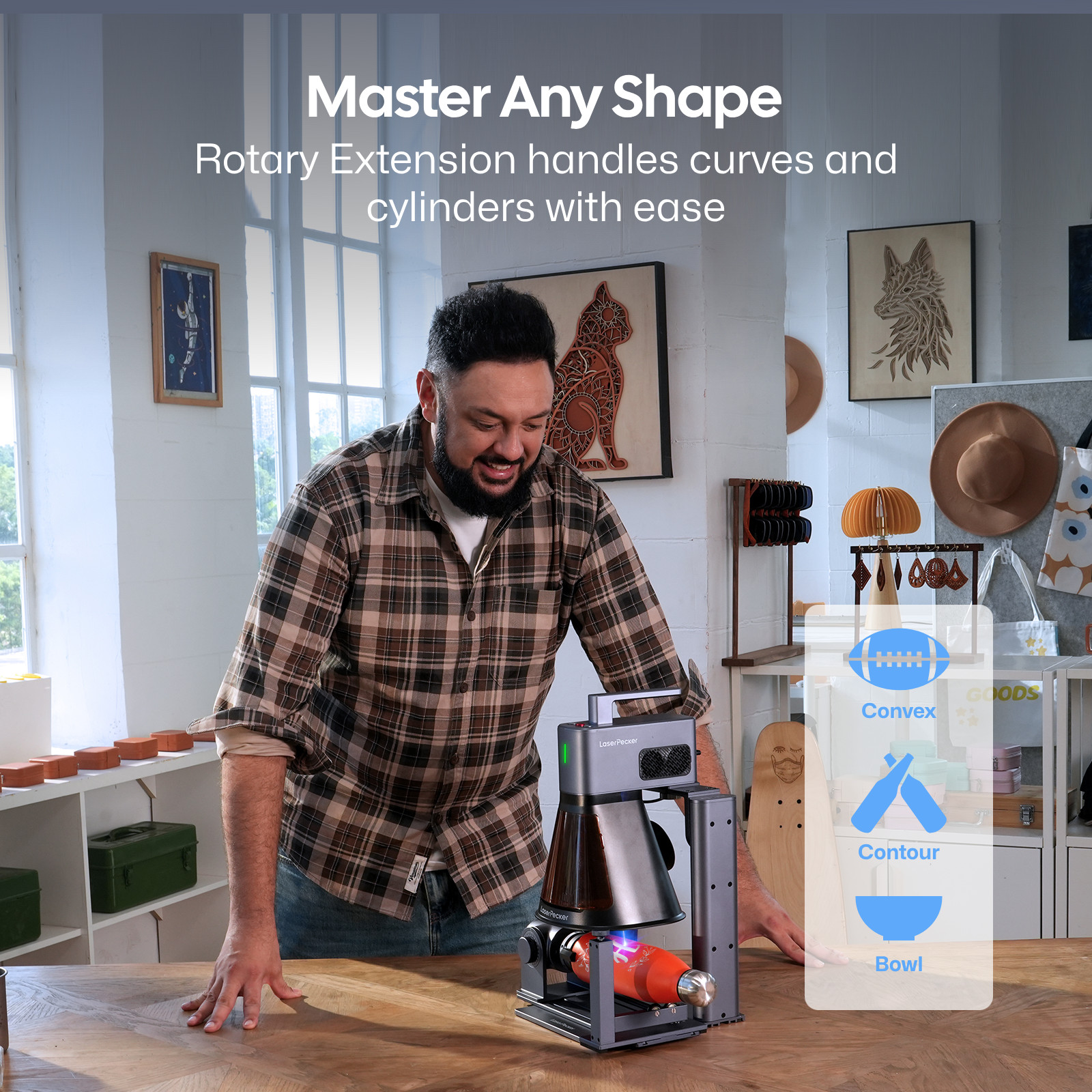 LaserPecker LP2 Plus 10W Diode Laser Engraver Cutter & Rotary Cylinder Engraving