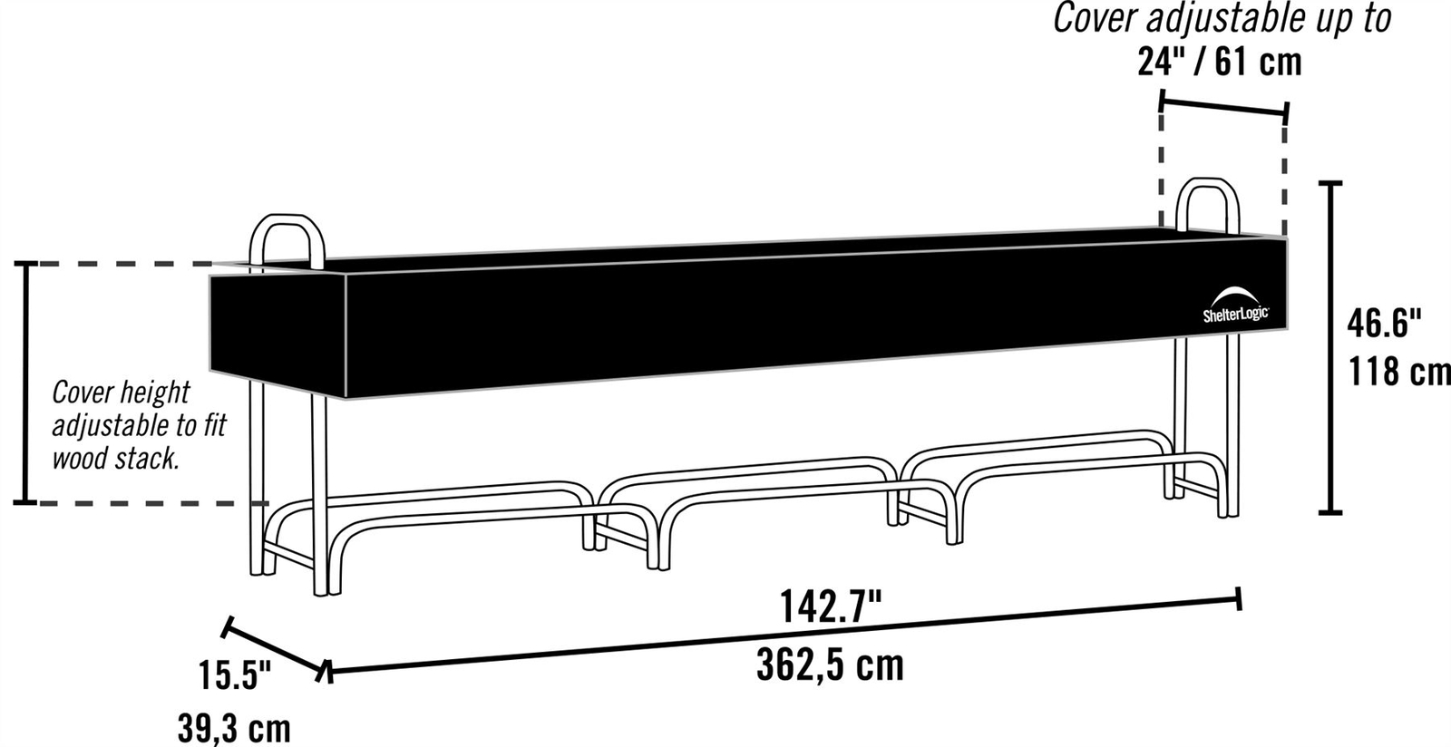 ShelterLogic Heavy Duty Firewood Rack, 12 ft.