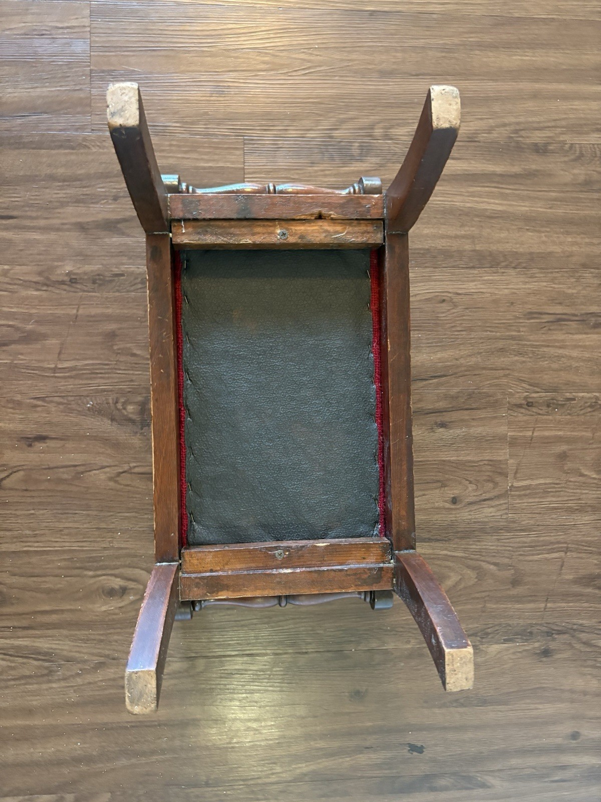 19thC Antique Victorian Footstool Bench Floral Needlepoint Petit Point