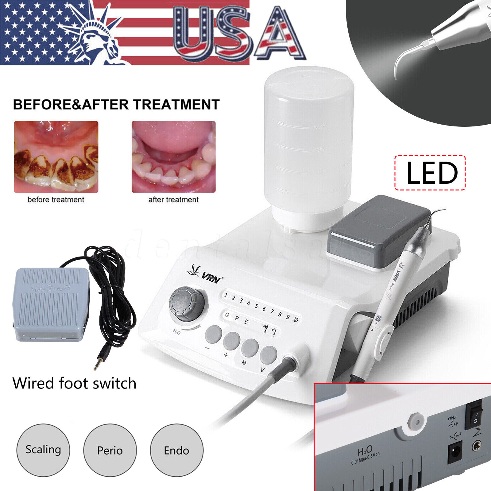 LED Dental Ultrasonic Piezo Scaler Handpiece Bottles Fit EMS Cavitron Woodpecker