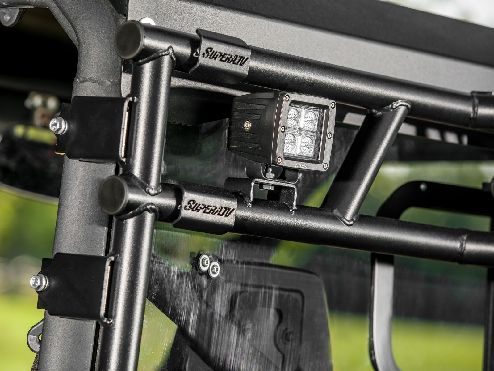 SuperATV Game Loader Rack for Can-Am Defender (with OEM Glass Installed)