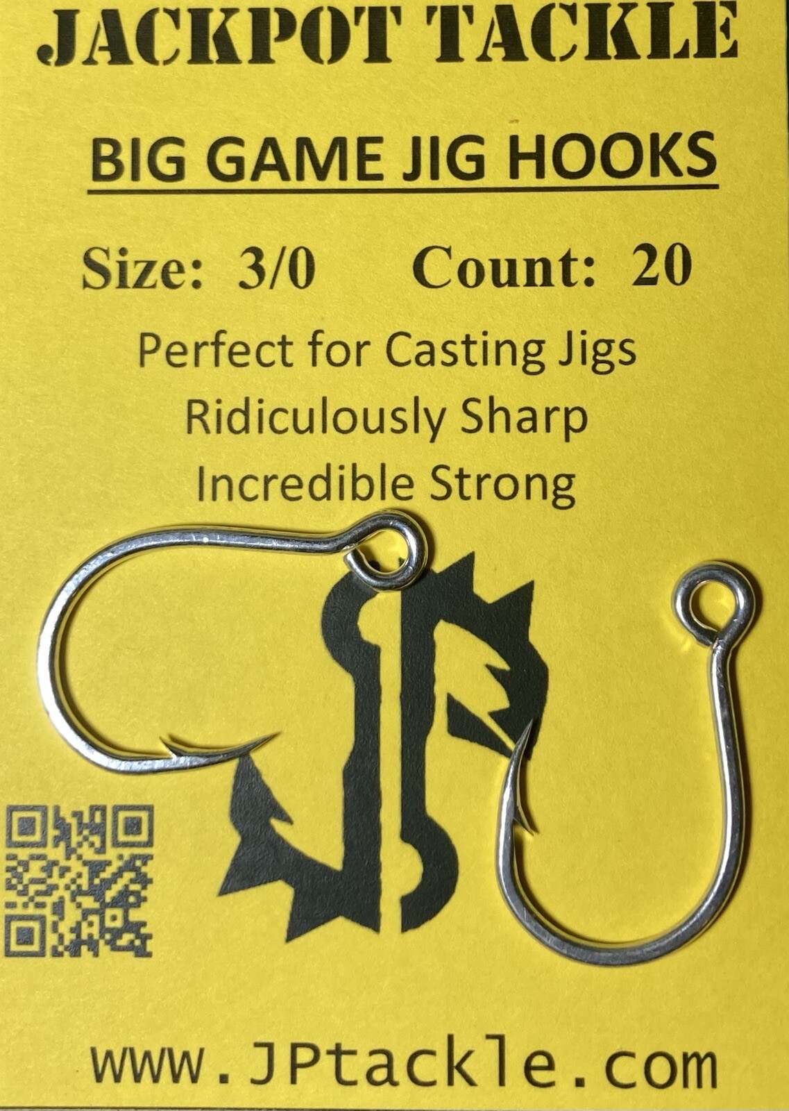 Single Inline Big Game Jig Lure Hooks - 1/0 2/0 3/0 x 20 per pack - Fishing Hook