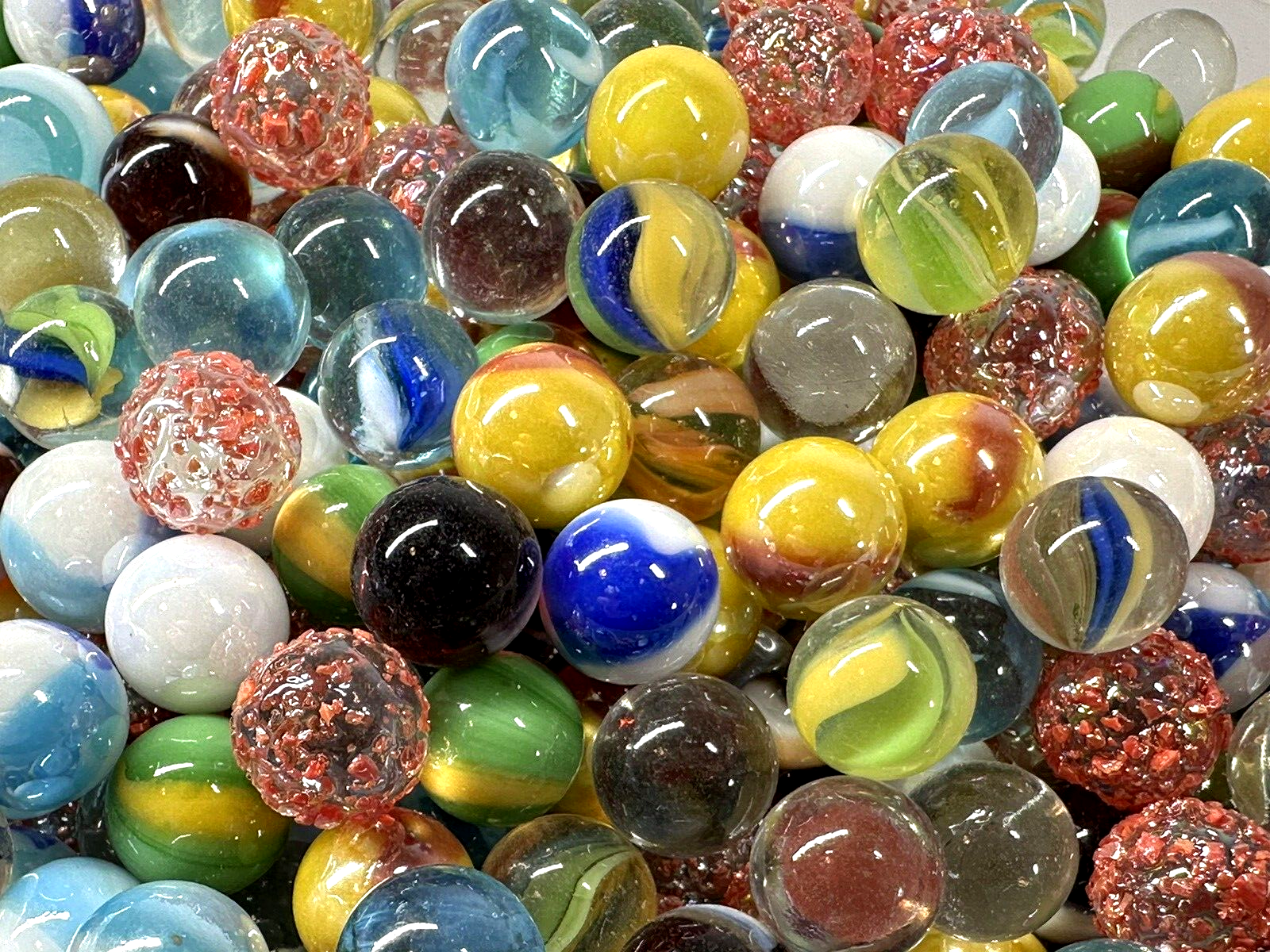 Glass Pee Wee 12mm Marbles (set of 50) Red,Pink Cat eyes from Bulk Assorted Lot