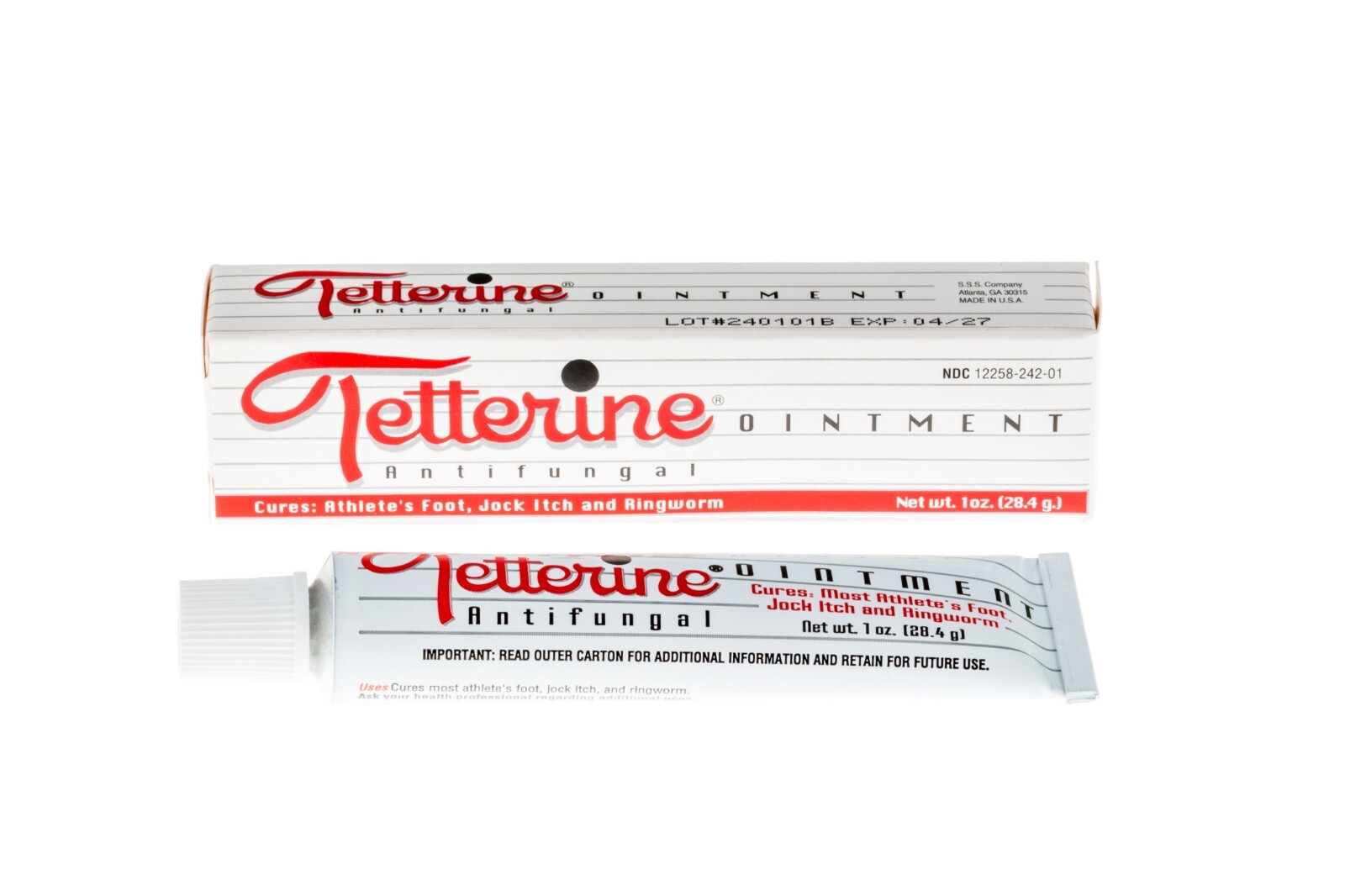 Tetterine Antifungal Cream for Athlete's Foot, Jock Itch, Ringworm - 1 oz