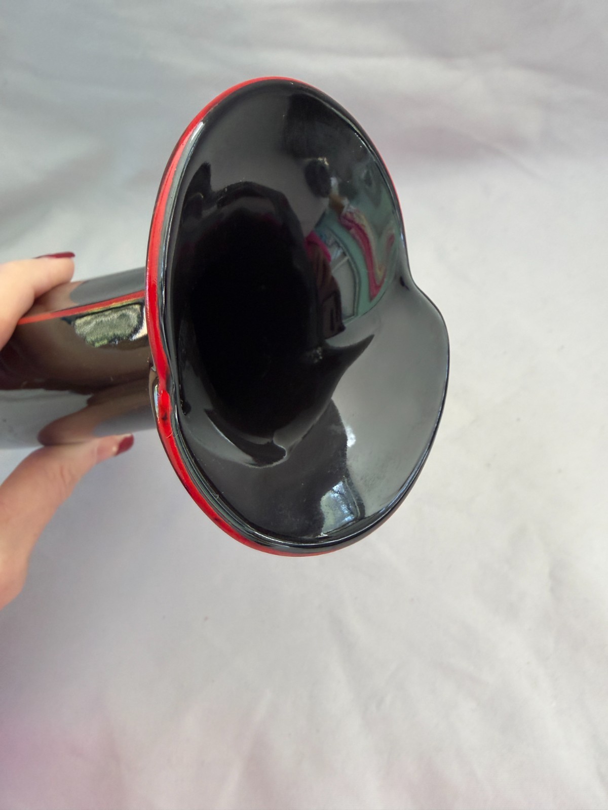 Japanese Black with Red Stripe Bud Vase Yamaji