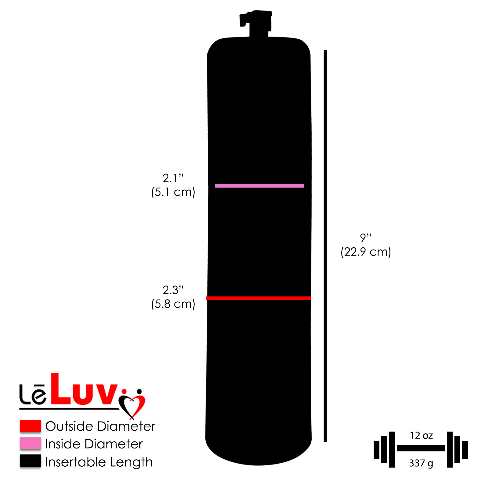 LeLuv EYRO Thick Walled Penis Cylinders No Flange Untapered with Female Fitting