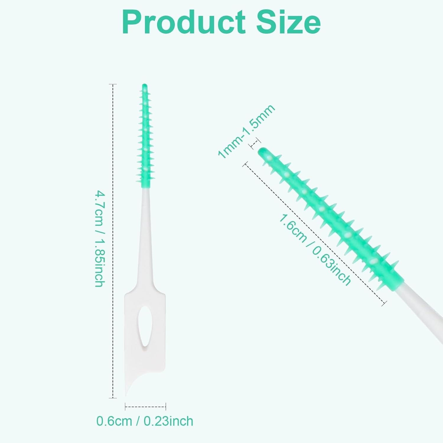 Dental Floss Picks, 200 Count, Soft Rubber Brush Head, Interdental Brushes