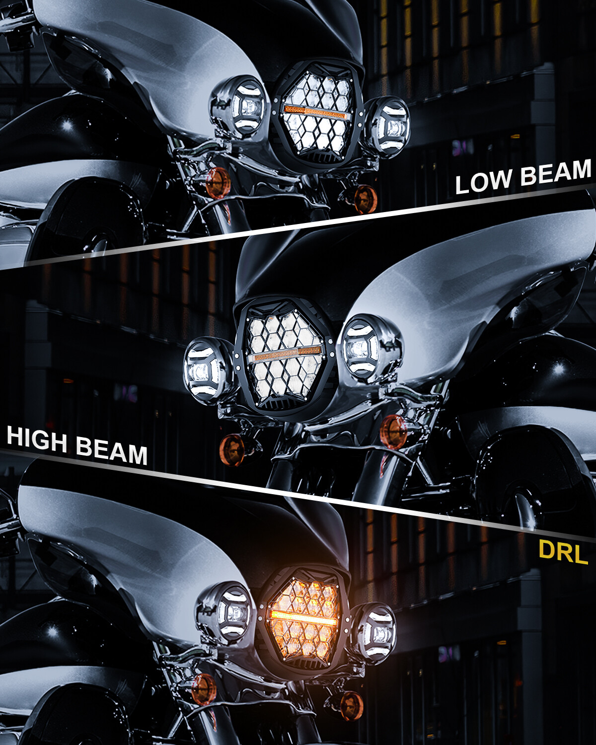 7'' LED Halo Headlight Hi-Low Projector Beam Sealed For Harley Street Glide FLHX