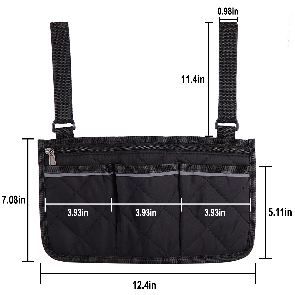 Wheelchair Side Bag Hang on Side Armrest Accessories Storage Pouch w/ Cup Holder