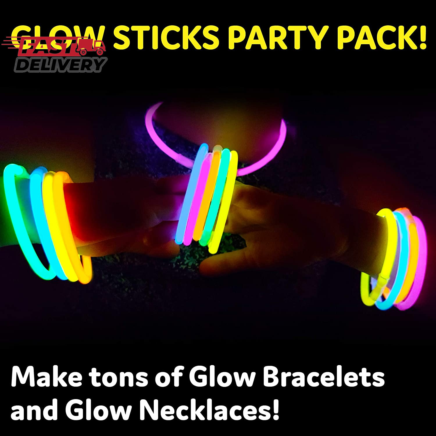 Partysticks Glow Sticks Party Supplies 100Pk - 8 Inch Glow in the Dark Light up