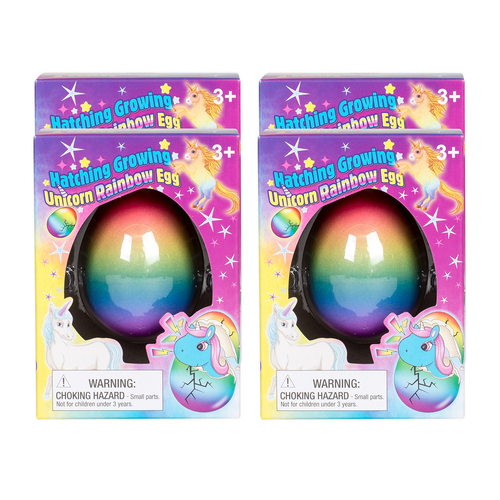 4PC Surprise Growing Unicorn Hatching Rainbow Egg Kids Toys Novelty Asst Colors