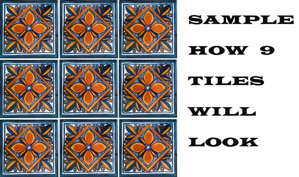 #C001) Mexican Tile sample Ceramic Handmade 4x4 inch, GET MANY AS YOU NEED !!