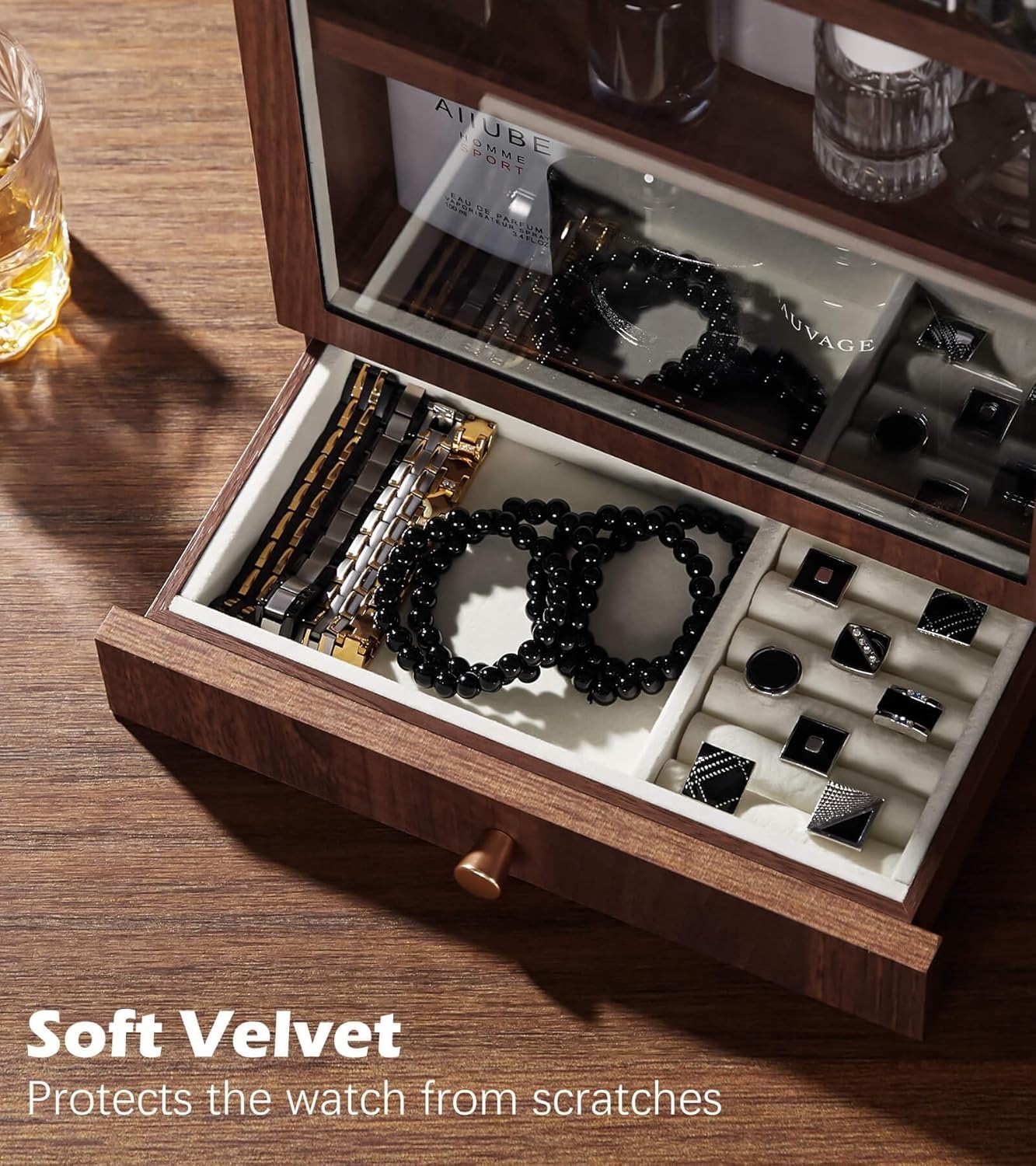 Homde Cologne Storage Organizer with Drawer - Men's Cologne Holder - Stylish ...