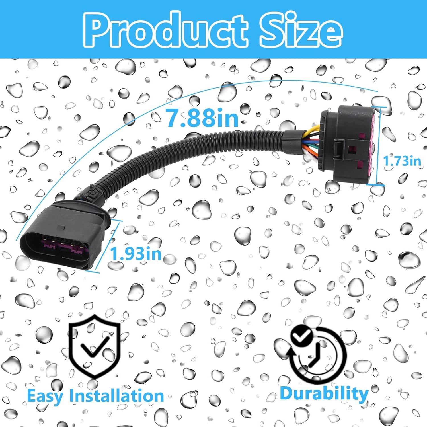 2Pcs 10 to 14 Pin Xenon HID Headlamp Headlight Connector Adapter 1J0973737 Compa