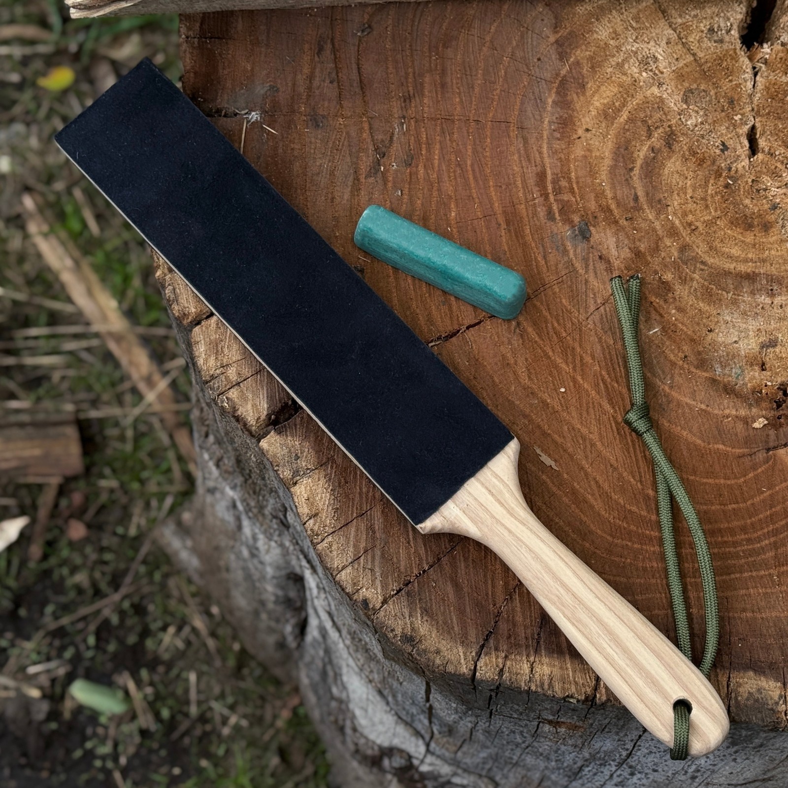 Double Sided Leather Sharpening Strop Knife Tool Honing Paddle Polishing Paste