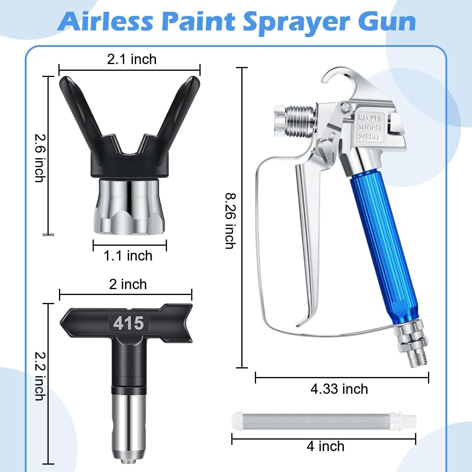 12 Pcs Airless Paint Sprayer Gun with Nozzle Guard Spray Tips and Airless Paint