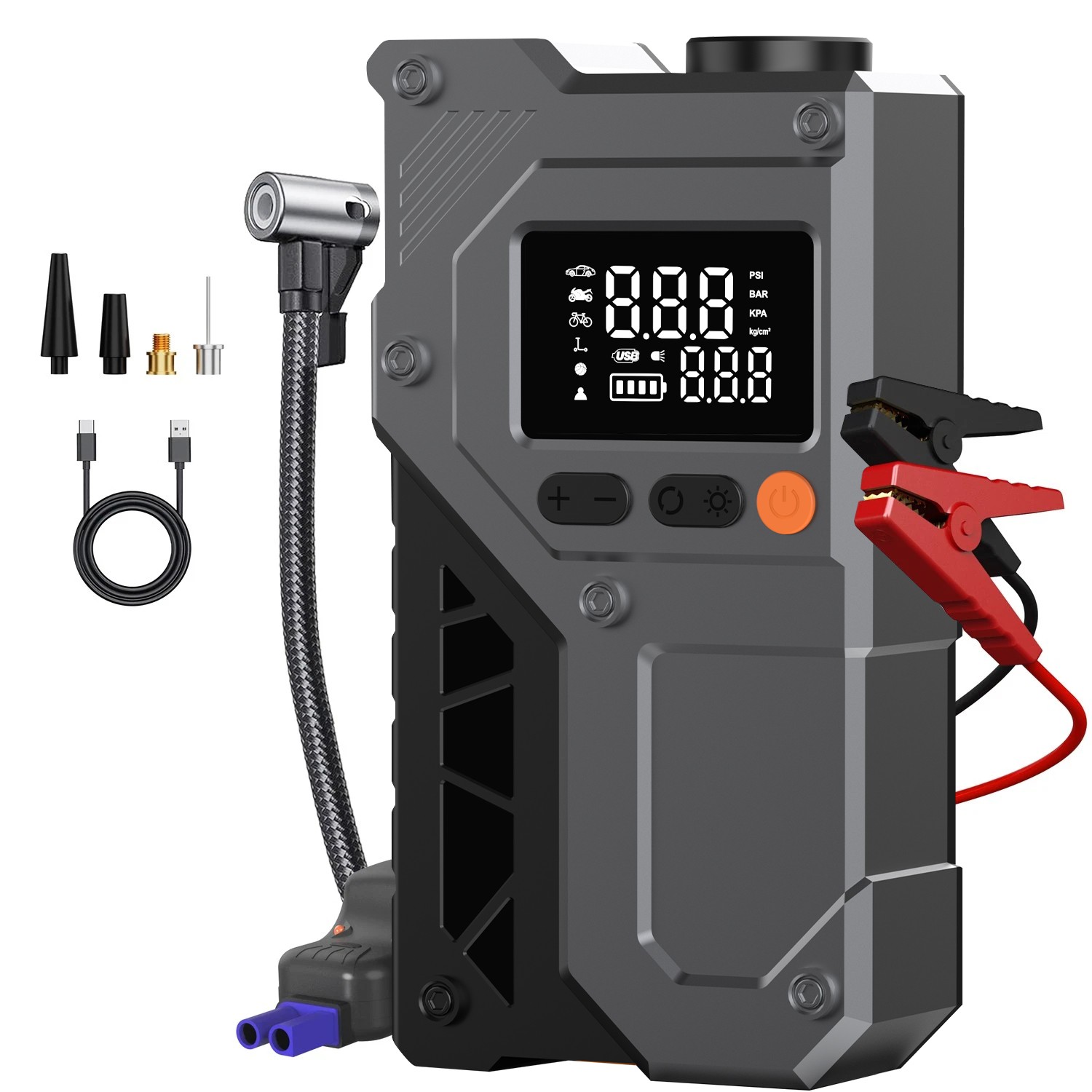 99800mAh Car Jump Starter Booster Jumper Box Tire Inflator Compressor Air Pump