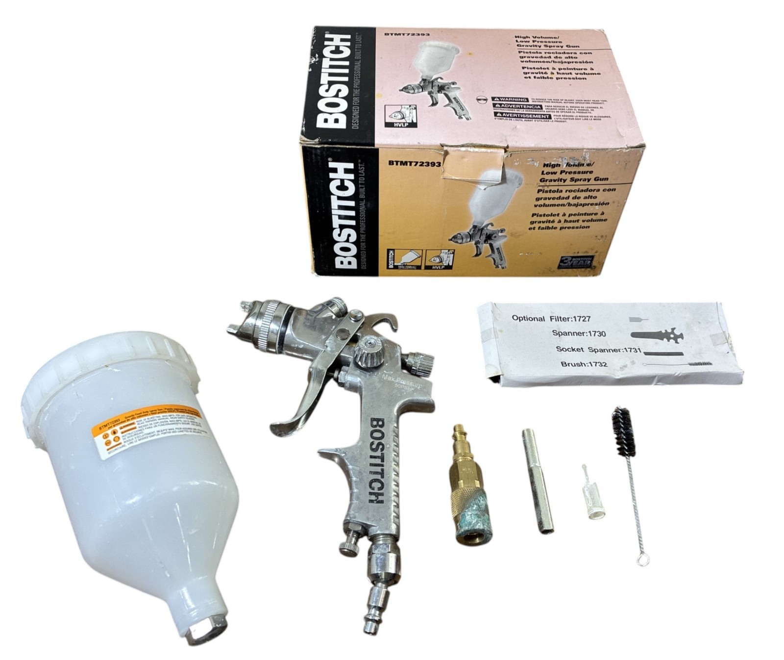 Bostitch BTMT72393 HVLP High Volume Low Pressure Gravity Feed Paint Spray Gun