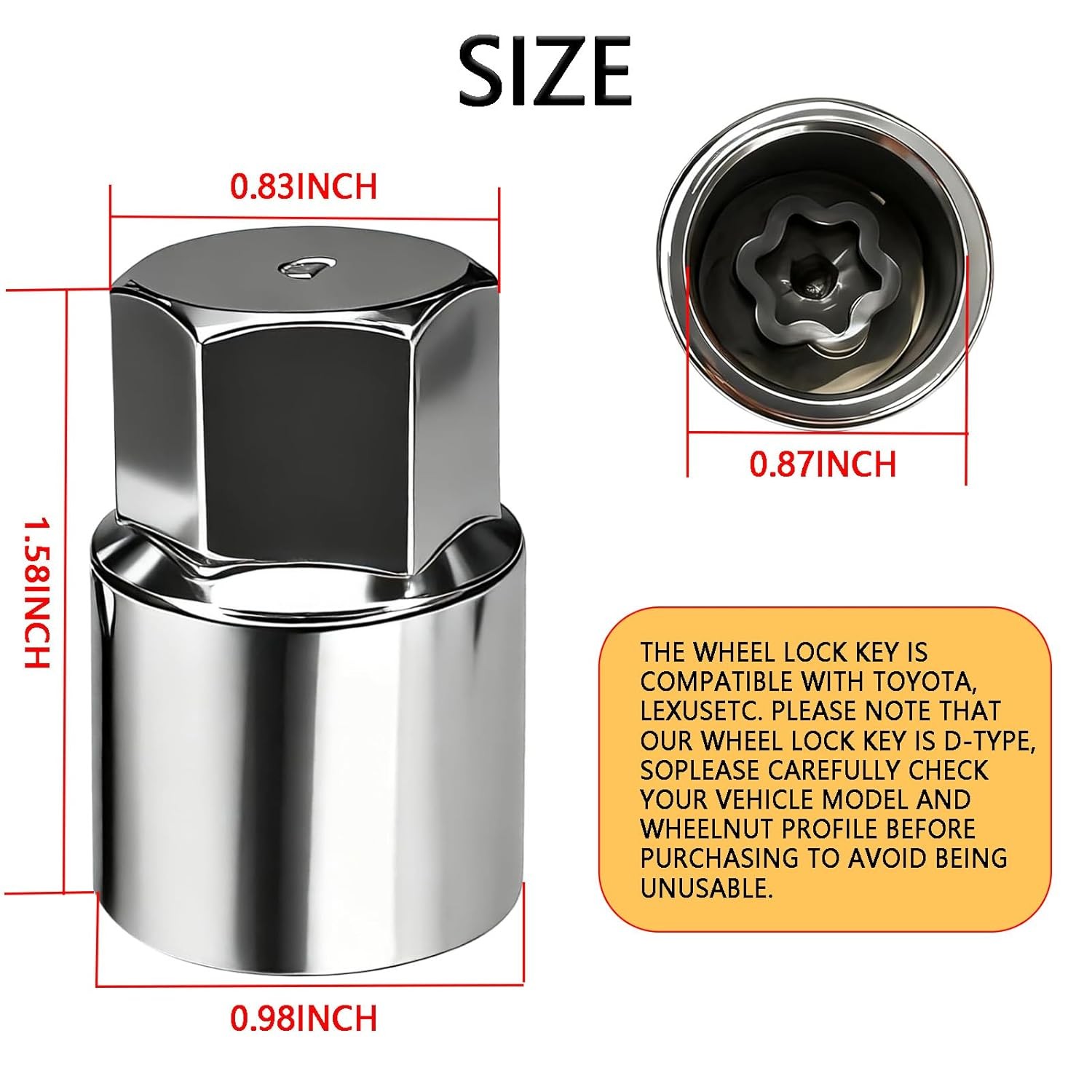 D-Type Wheel Lock Key for Toyota & Lexus | Professional Anti-Theft Lug Nut Remov