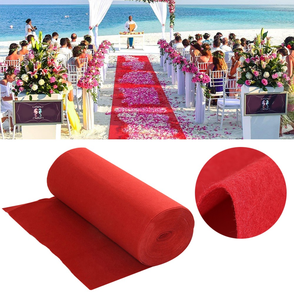 Red Wedding Aisle Runner Floor Carpet 3.3x16.4ft/39.4ft for Ceremony Banquet