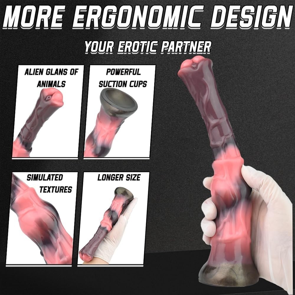 9.8" Long Thin Dildo Fantasy Monster Penis Suction Cup Silicone Cock Adult Toys