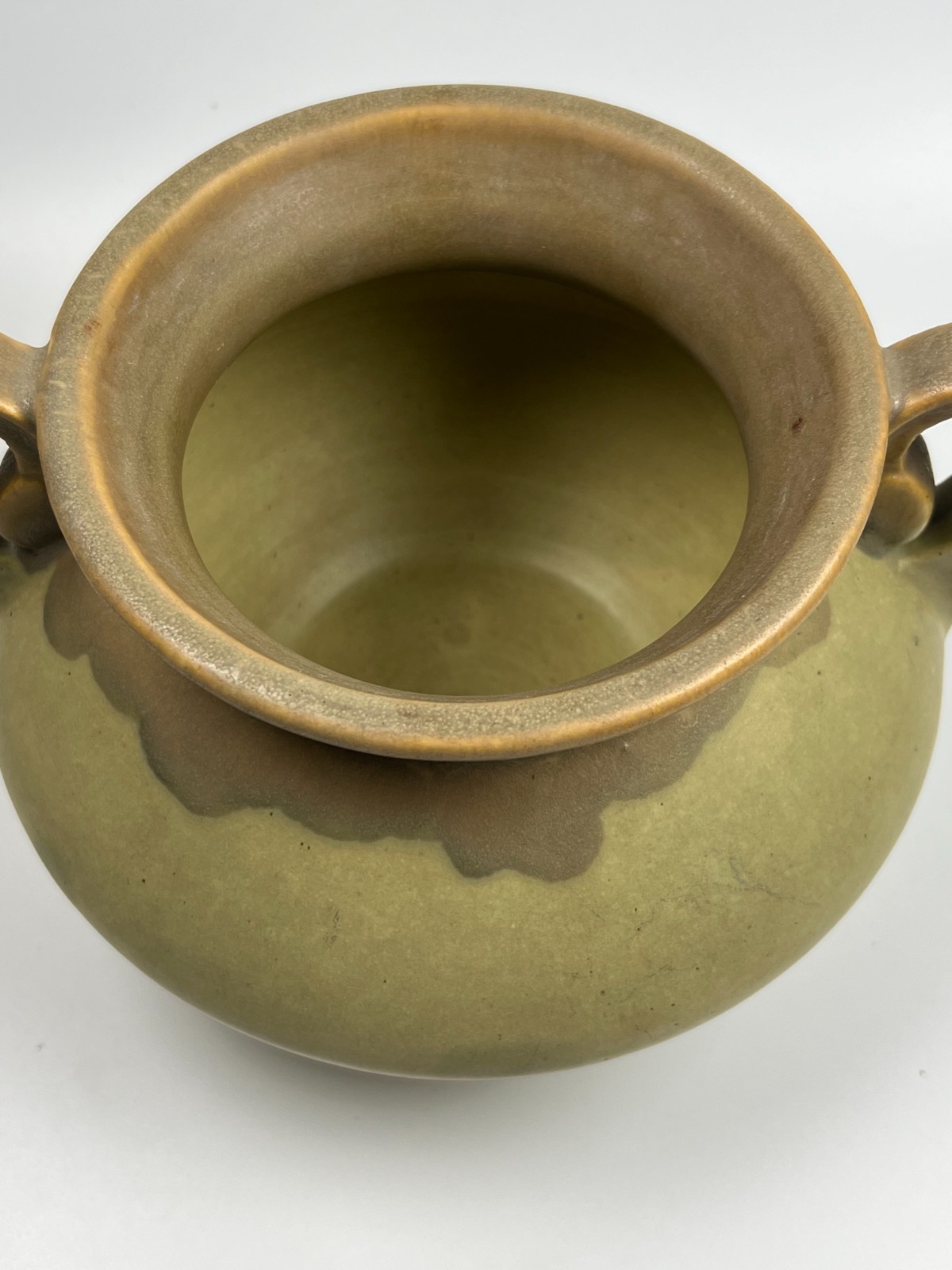 Roseville Carnelian I Green Drip 1926 Vintage Arts And Crafts rose bowl vase 357