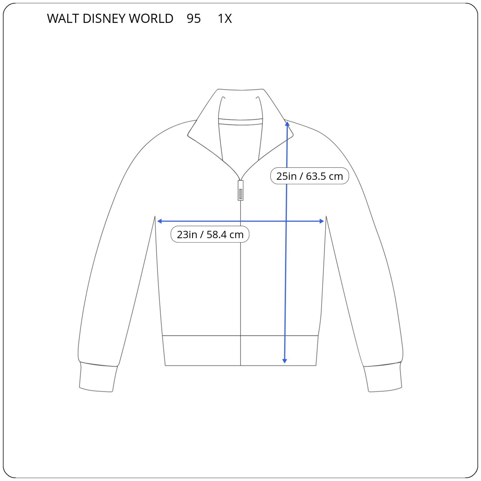 Walt Disney World 50th Anniversary Womens Jacket 1X Blue Embroidered Zip Up Logo