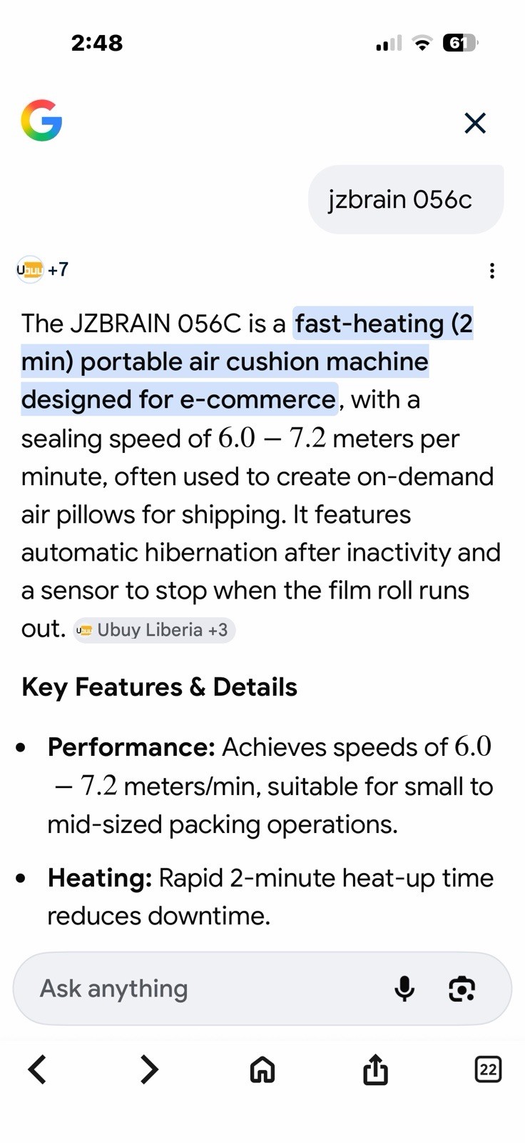 JZBRAIN 056C Air Cushion Air Pillow Machine