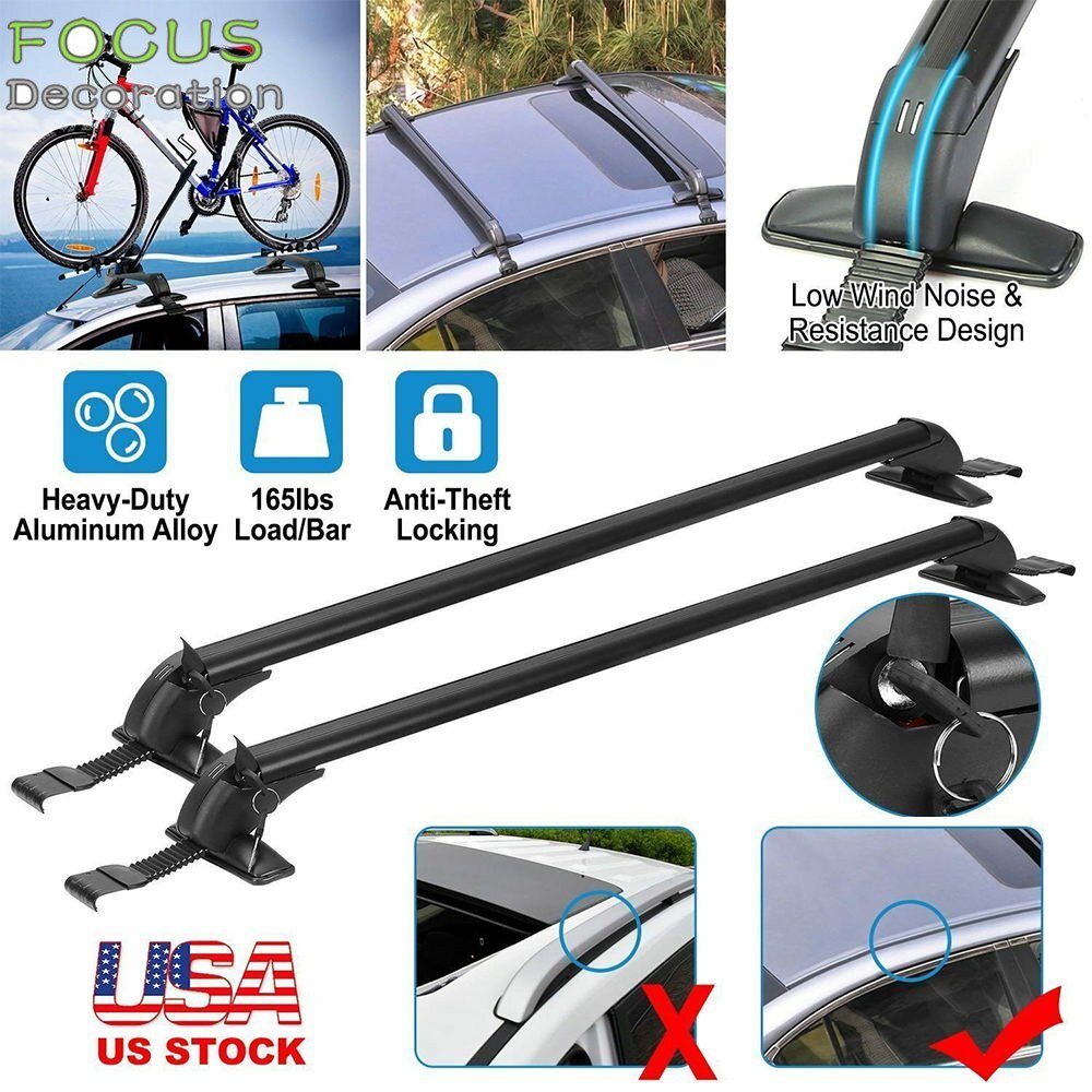 Universal Car Top Luggage Roof Rack Cross Bar Adjustable Window Frame 43.3''