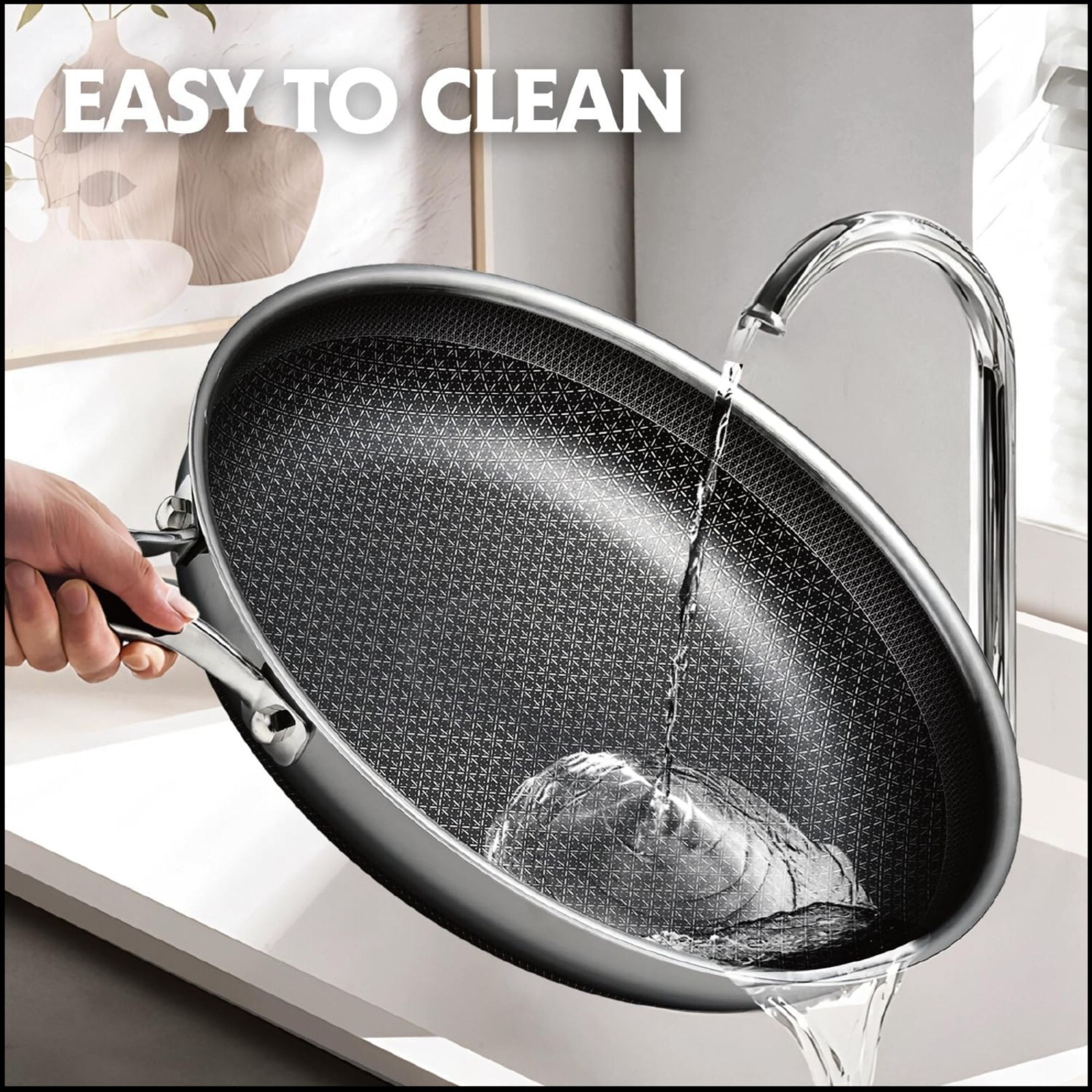 Snowclad Frying Pan Hybrid Non Stick Stainless Steel Skillet Induction Oven, 10"