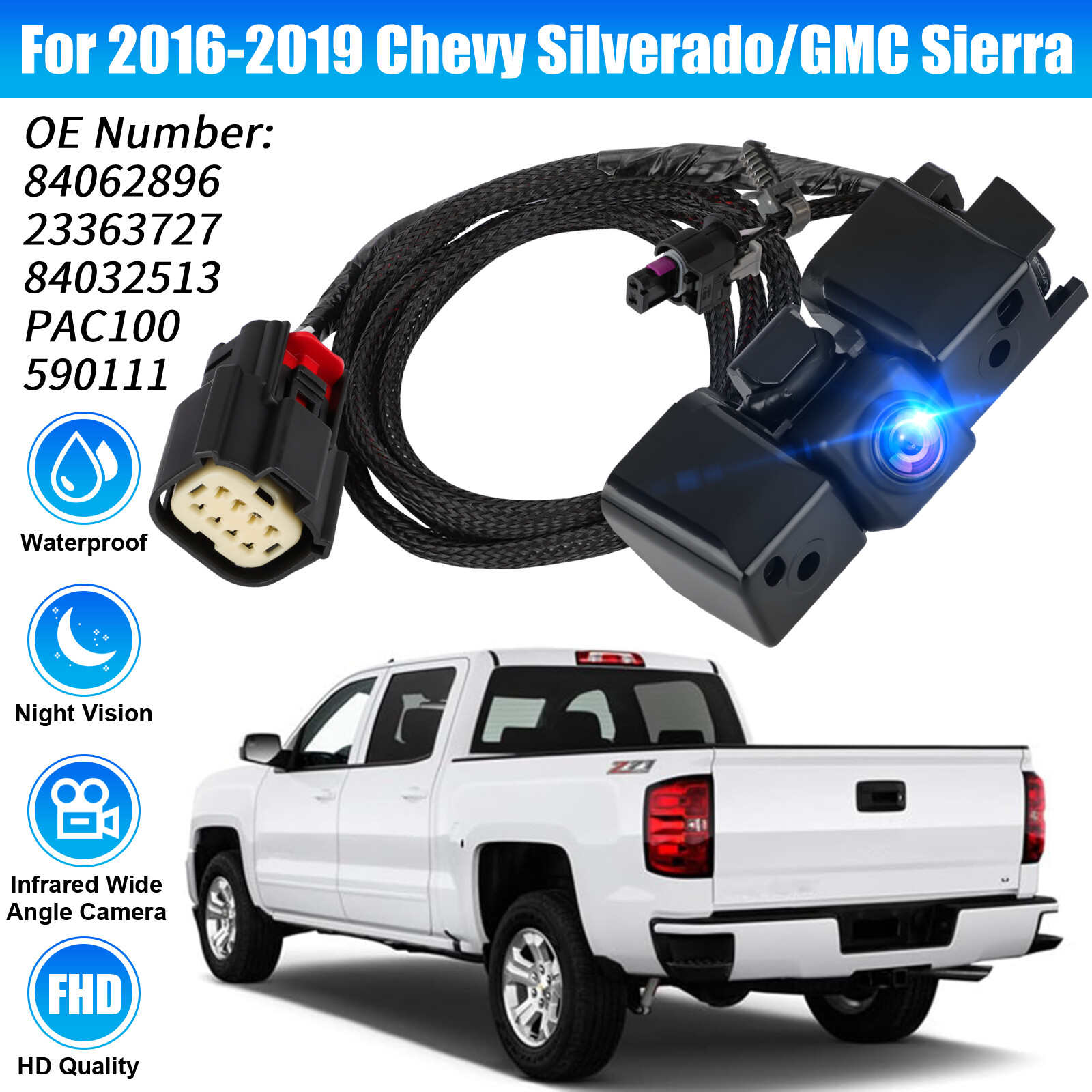 Rear View Backup Camera Night Vision For Chevy Silverado/GMC Sierra 2016-2019
