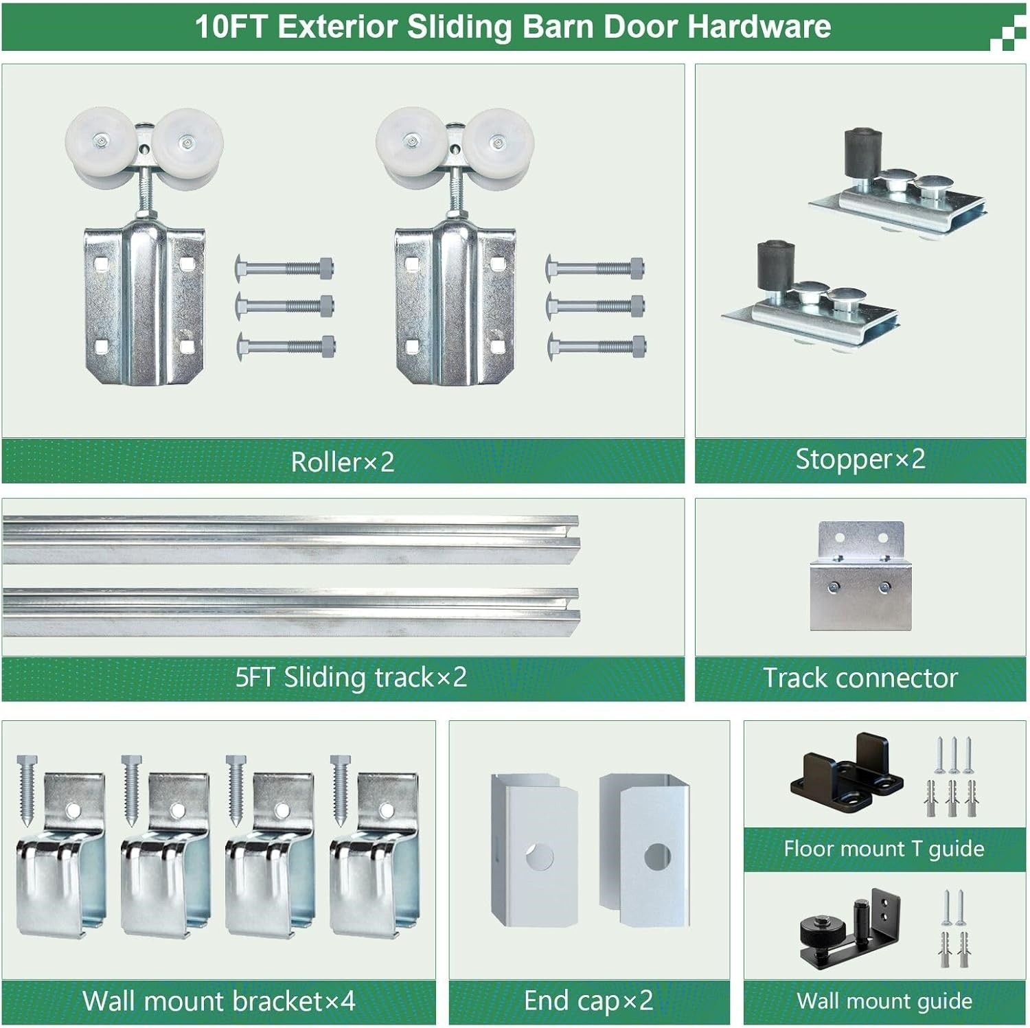 Galvanized Steel Exterior Sliding Barn Door Hardware Kit, Heavy Duty Box Track