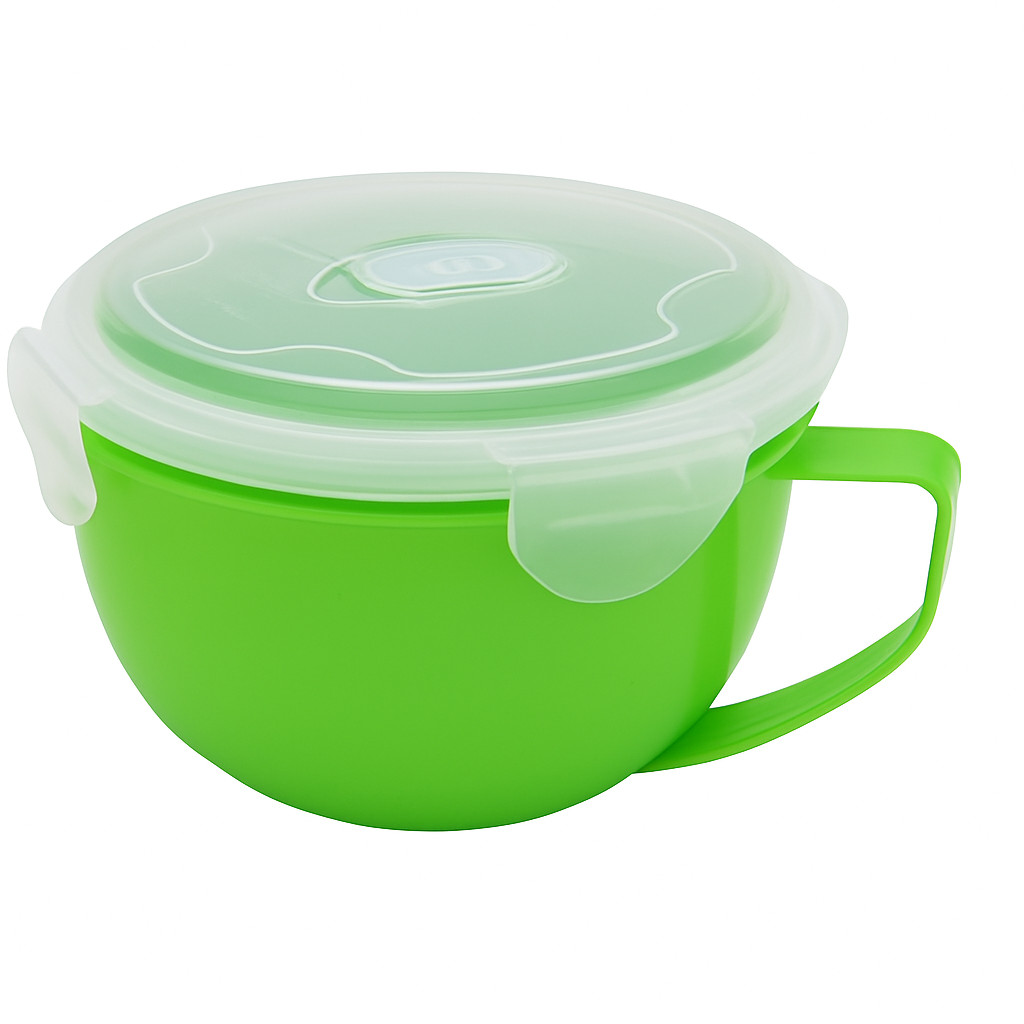 Microwave Soup & Noodle Bowl with Lid Green – 31 oz BPA Free Heat-Safe Mug