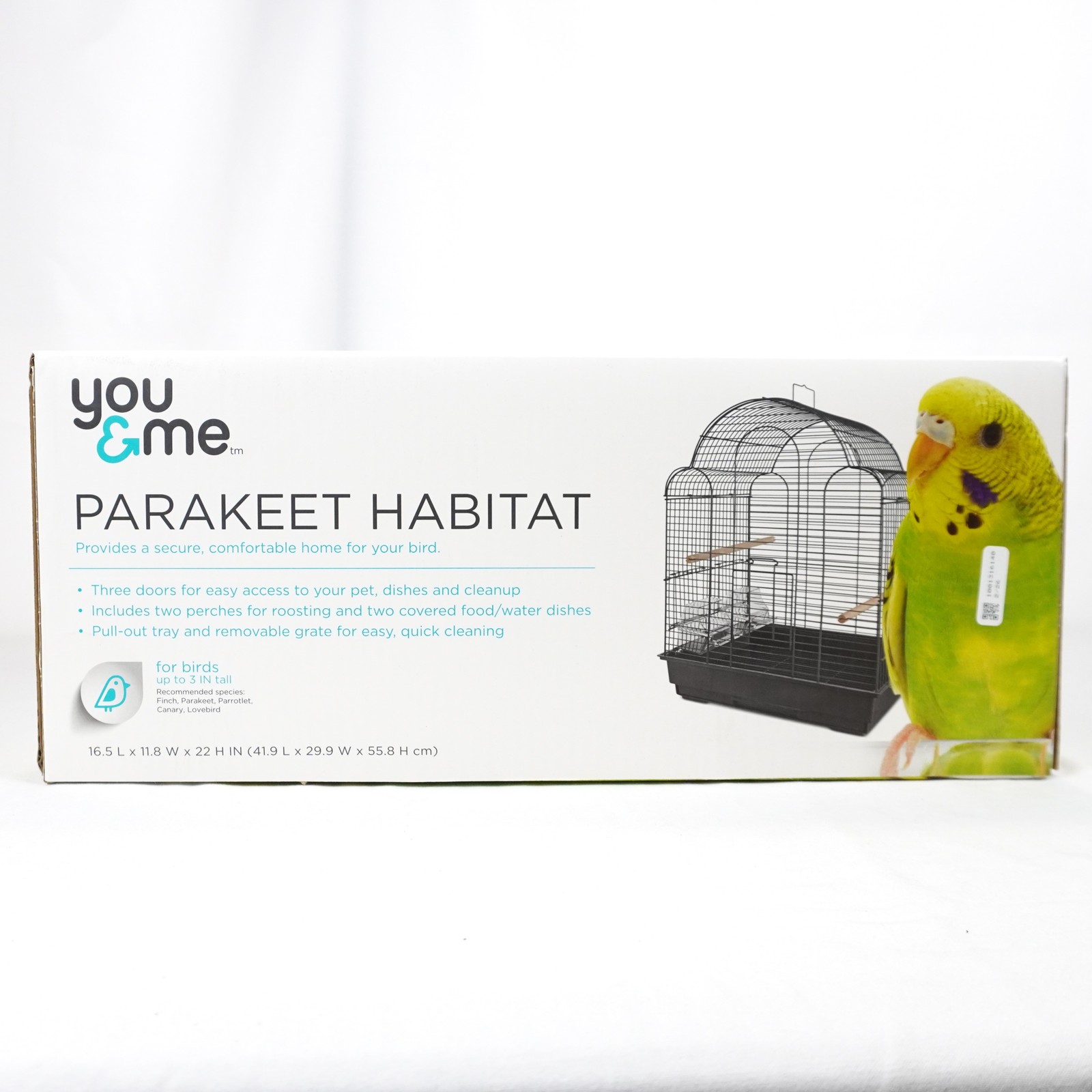 You & Me Parakeet Habitat Scallop Top Cage In Gray With Perches & Covered Dishes