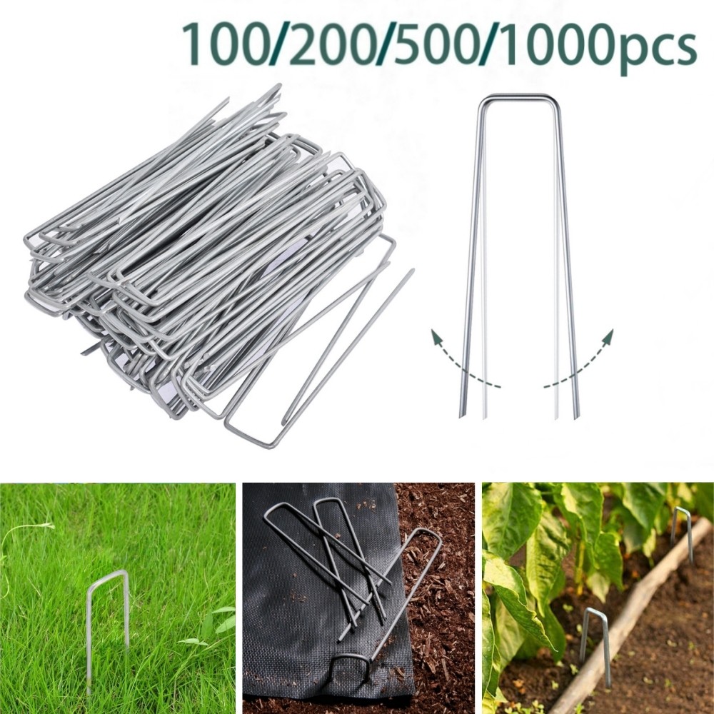 Galvanized Sod Staples 100/200/500/1000Pack Garden Stakes 6" Landscape Staples