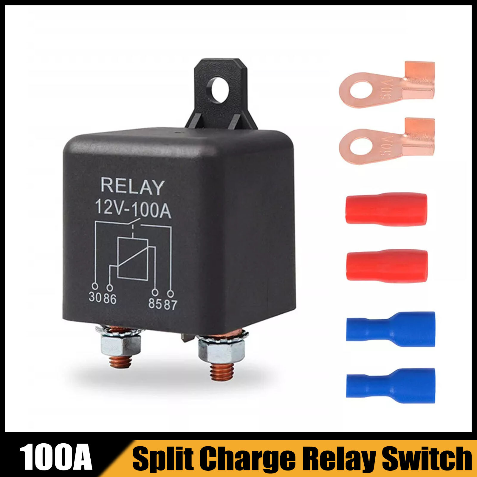 New 12V、DC 100 Amp 4 Pin Split Charge Continuous Duty SPST Relay For Car Starter