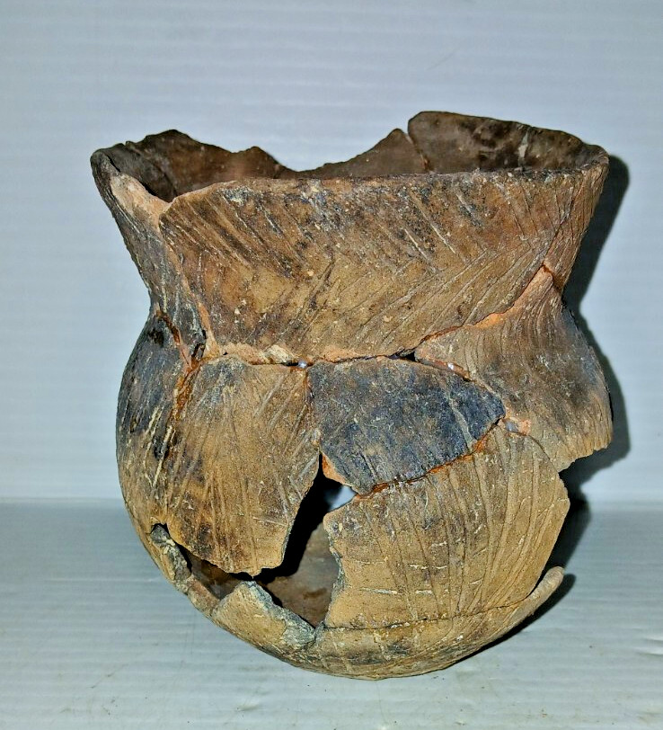 Pre-Columbian Native American Indian Mississippian Partial Pottery Jar Artifact