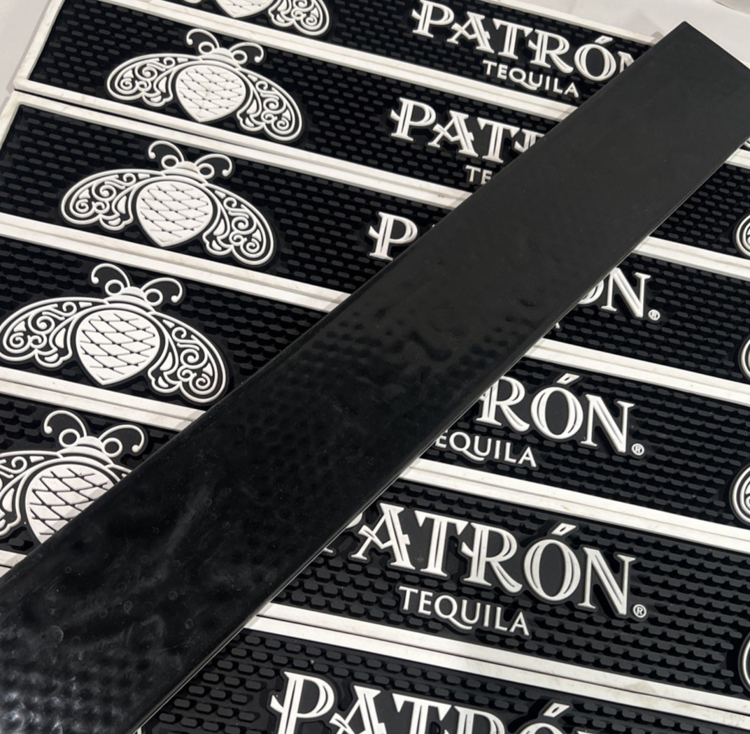 Patron Tequila Bar Mar Rubber Black/White 24"x3"