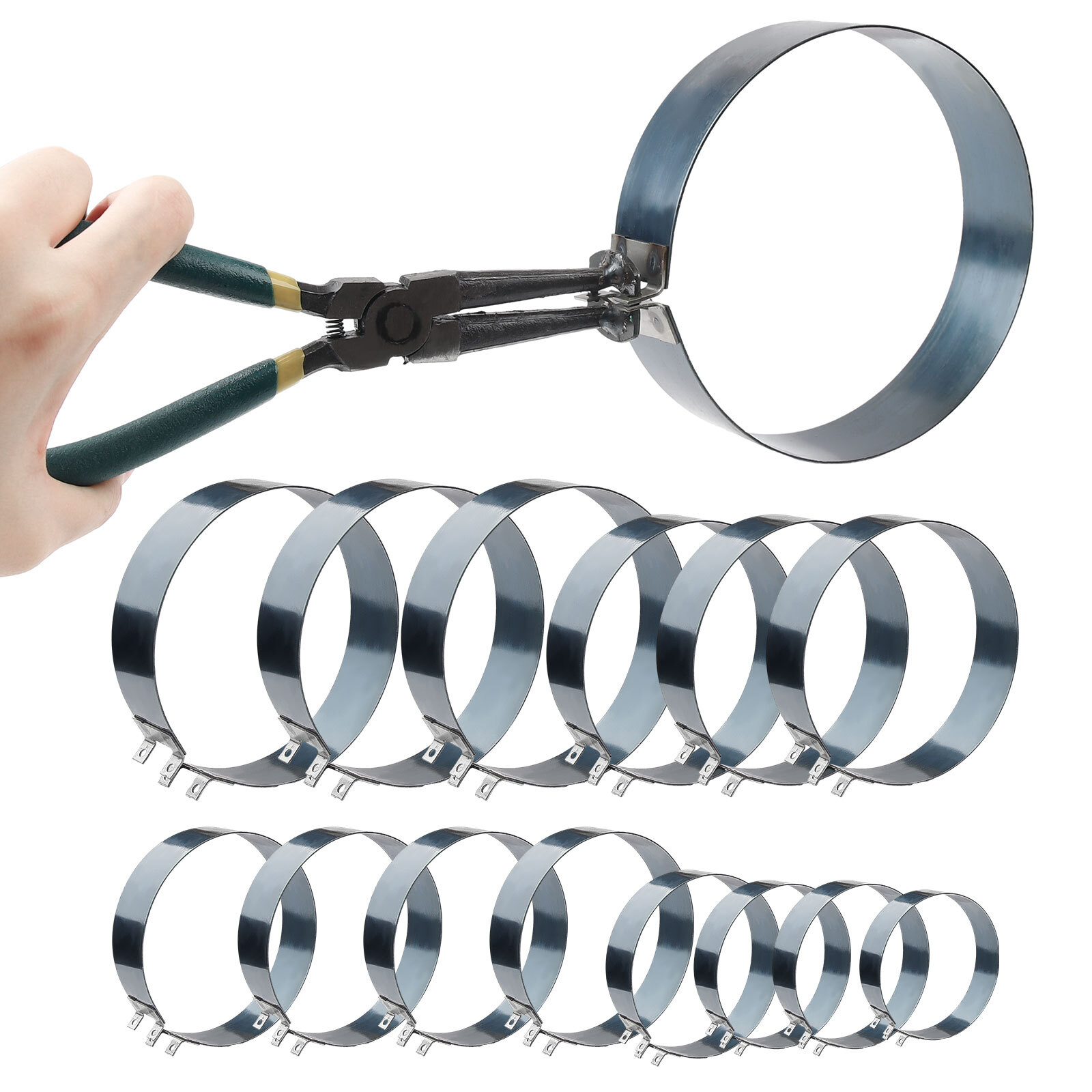 14 Band Professional Piston Cylinder Installer Pliers Ring Compressor Tool Set