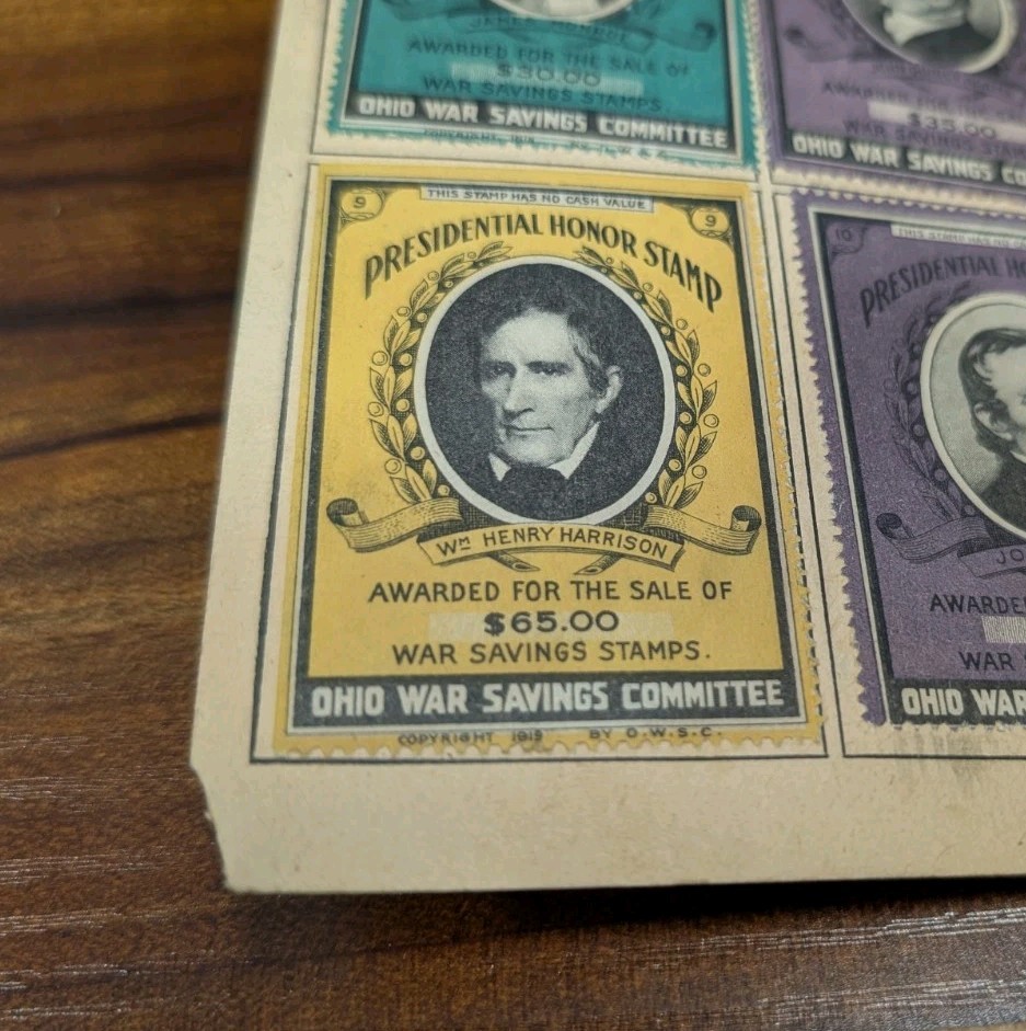 1919 Ohio War Savings Committee Envelope, Booklet and 23 Honor Stamps HTF