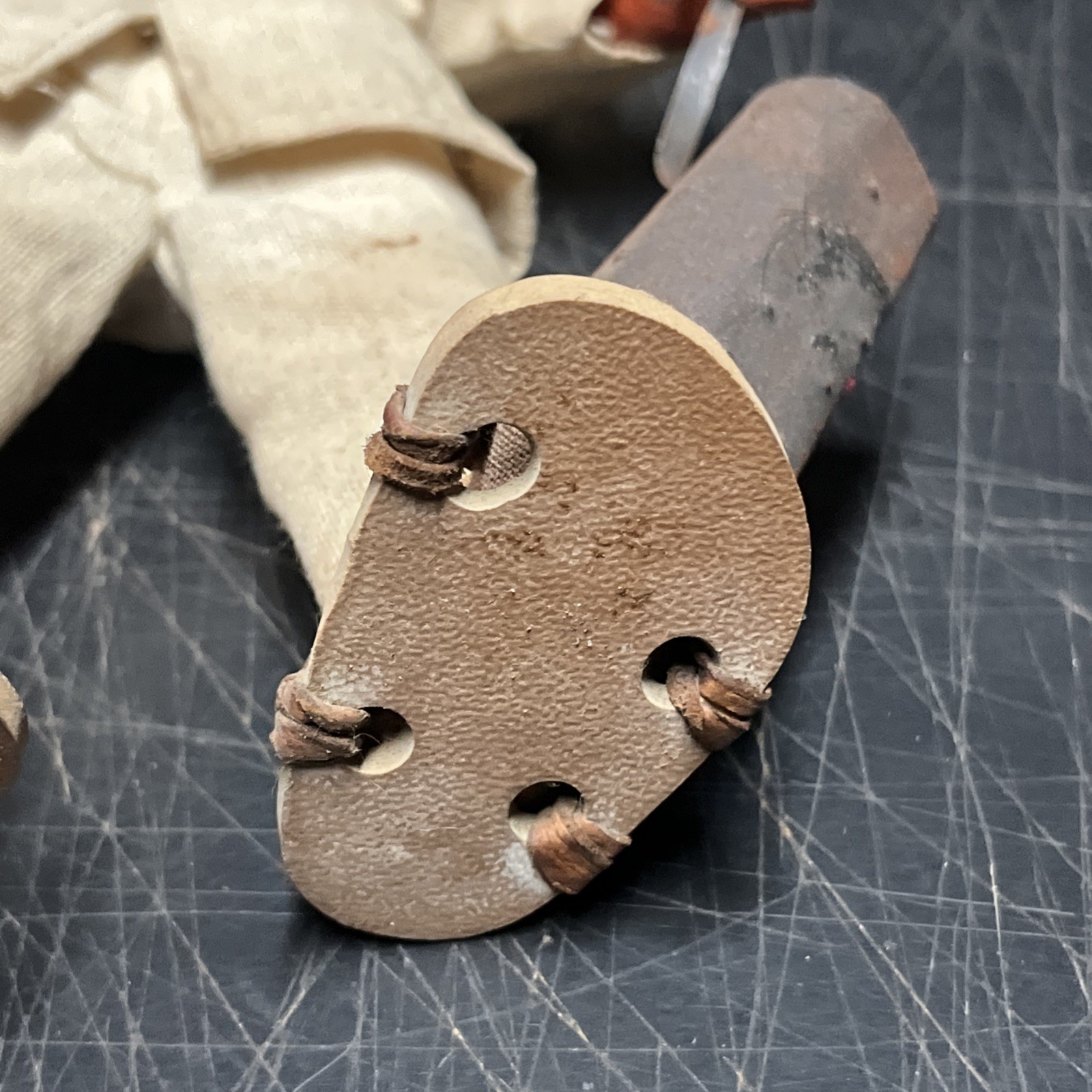 Vintage Mexican Hand Made Painted Oil Cloth Folk Art Dolls 9”Tall