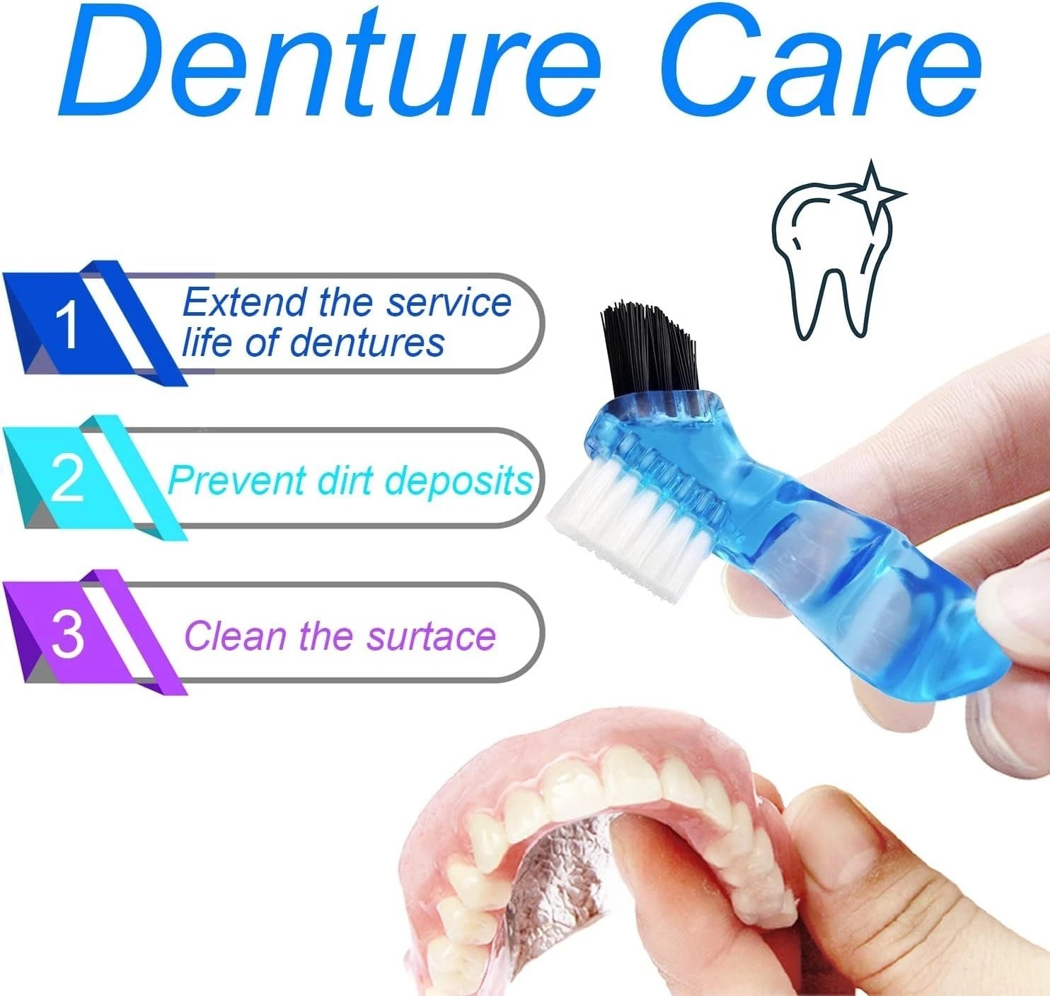 Compact Denture Soaking Cup with Mini Brush - Lightweight & Versatile Storage