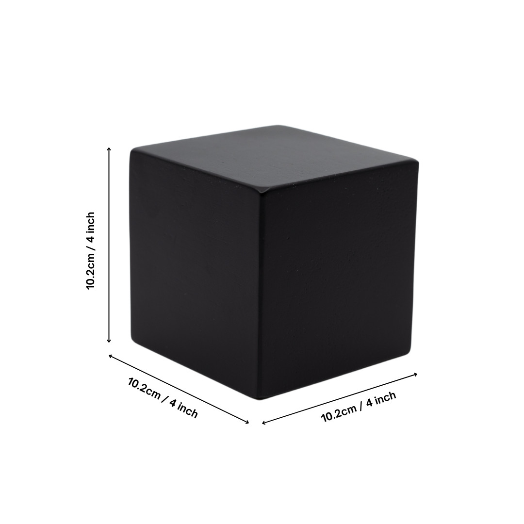 Black 4 Inch Solid Wood Block Cube 4x4x4 inches
