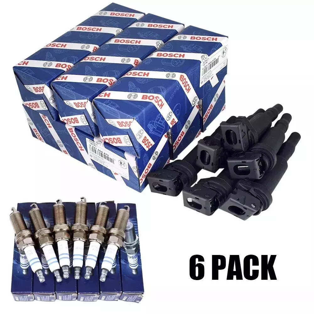 OEM 6x Bosch Ignition Coil &6 spark plug For BMW 325i 328i 525 528 530 535 X3 X5