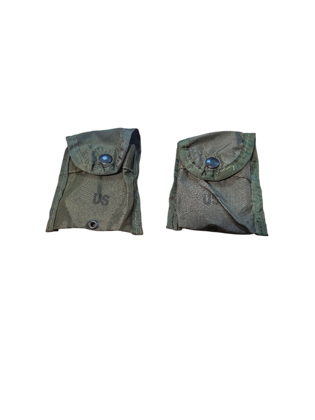 (2)Vintage US ARMY OLIVE DRAB CASE FIRST AID COMPASS POUCHES