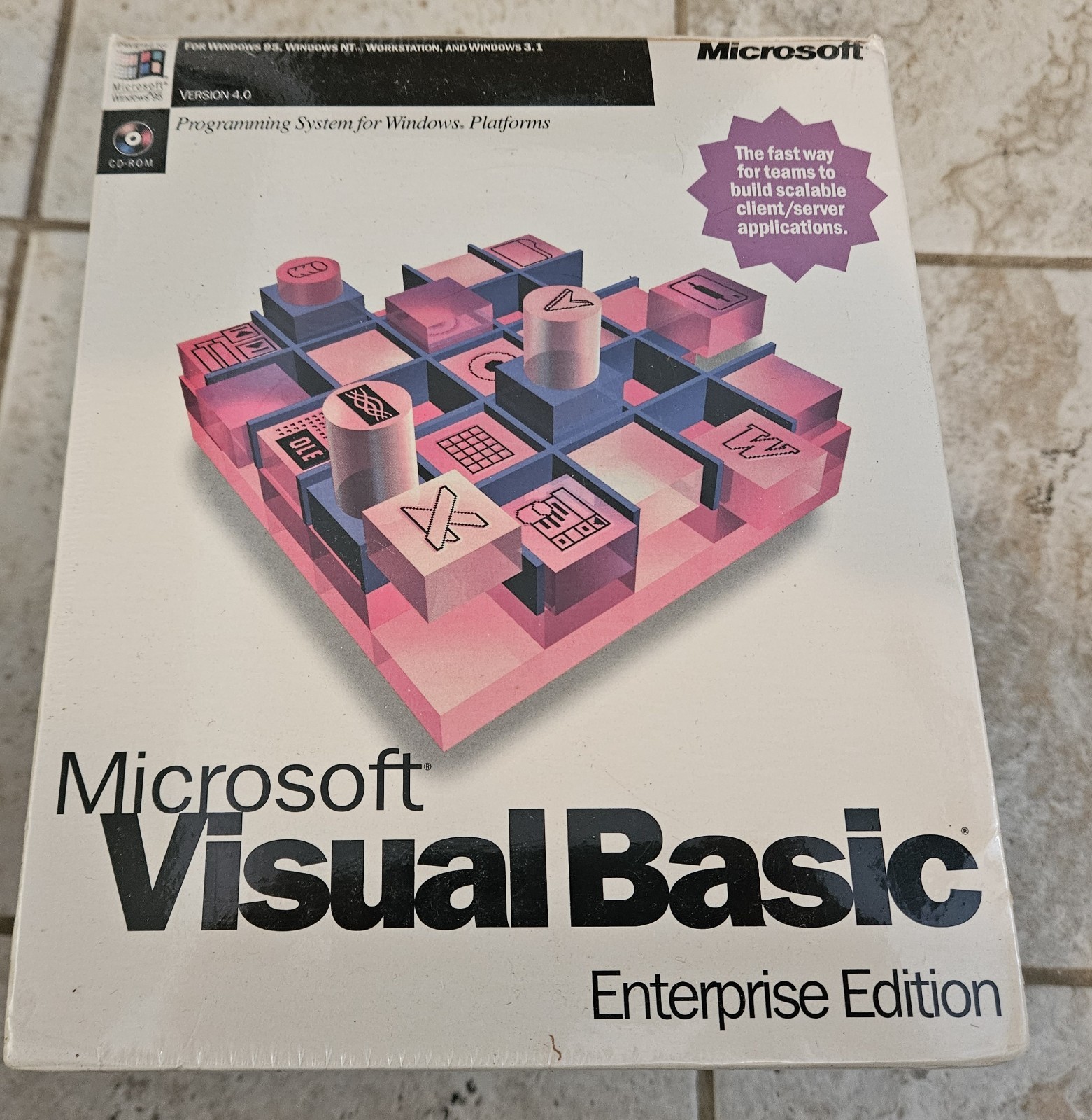 NEW Microsoft Visual Basic 4.0 Enterprise Full Edition for Windows 3.1 95 NT
